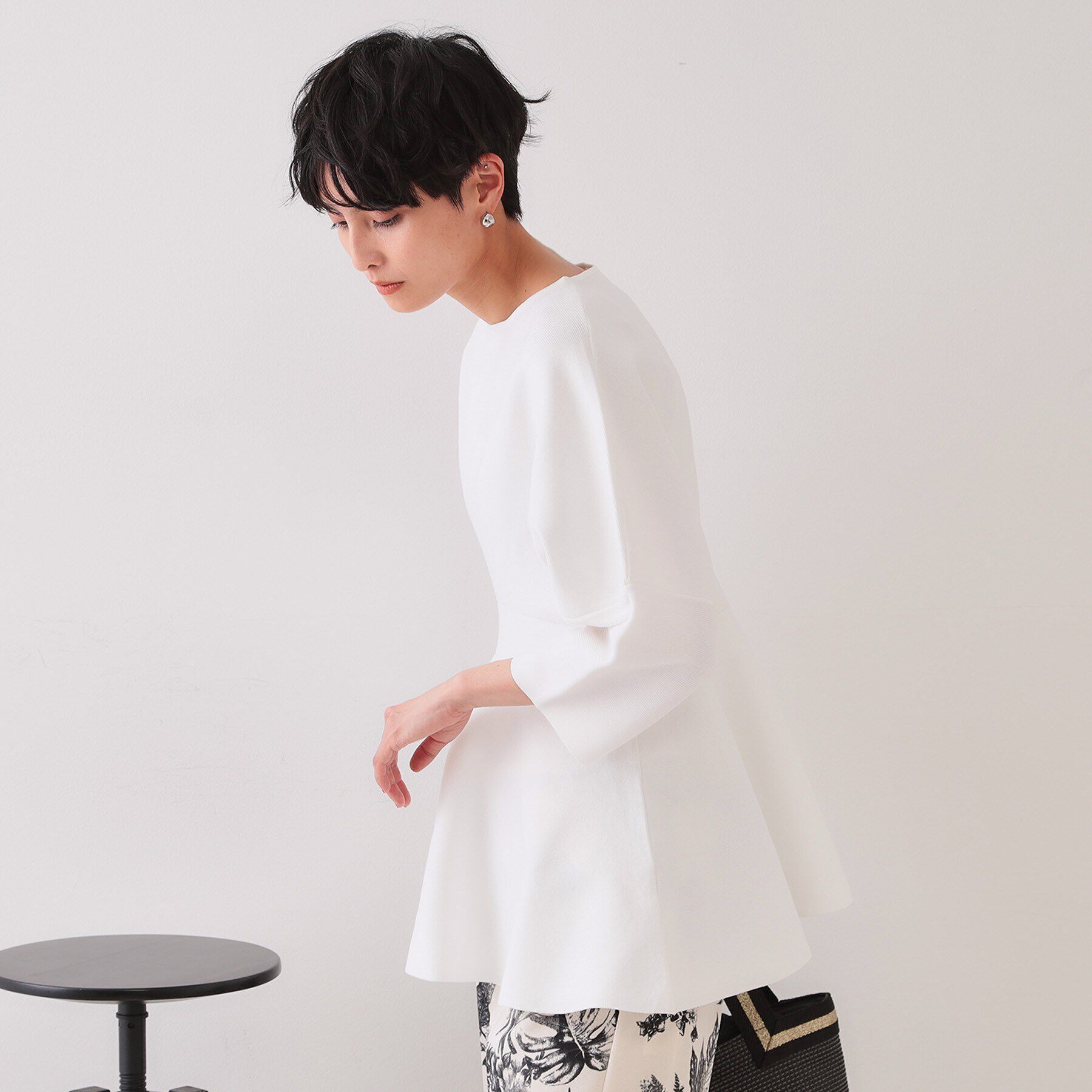 OPAQUE.CLIP「ランタンスリーブペプラムデザインニット【洗濯機洗い可/抗ピル】」|ニット・セーター|