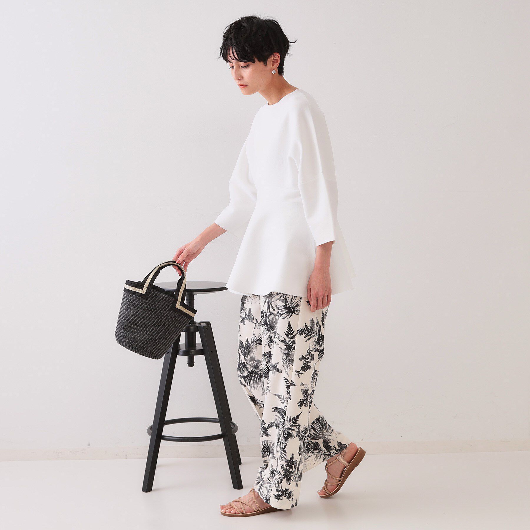 OPAQUE.CLIP「ランタンスリーブペプラムデザインニット【洗濯機洗い可/抗ピル】」|ニット・セーター|