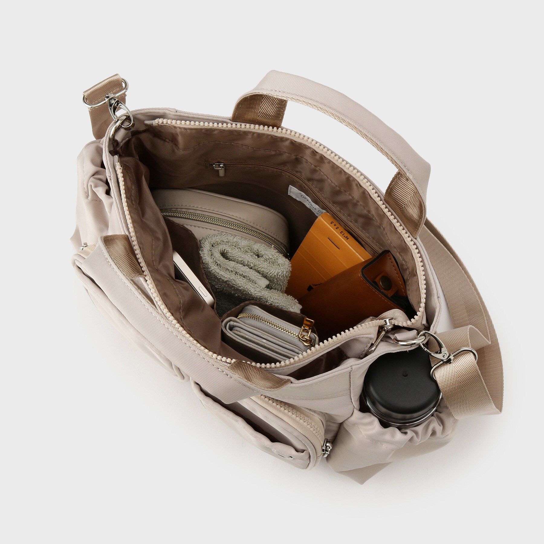 OPAQUE.CLIP「フロントWポケット3層デザインミドルトートバッグ【2WAY／マルチポケット】」|トートバッグ|