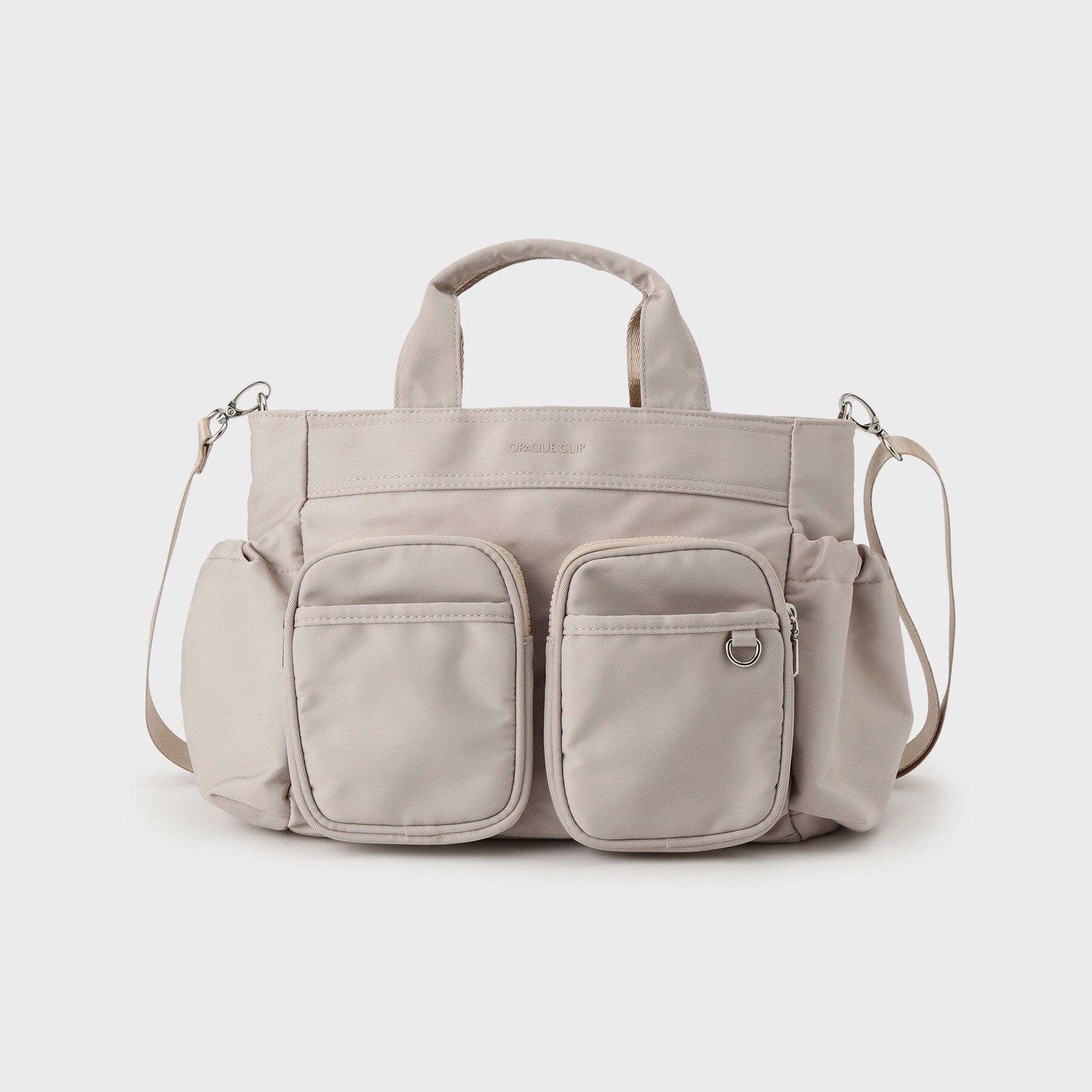 OPAQUE.CLIP「フロントWポケット3層デザインミドルトートバッグ【2WAY／マルチポケット】」|トートバッグ|