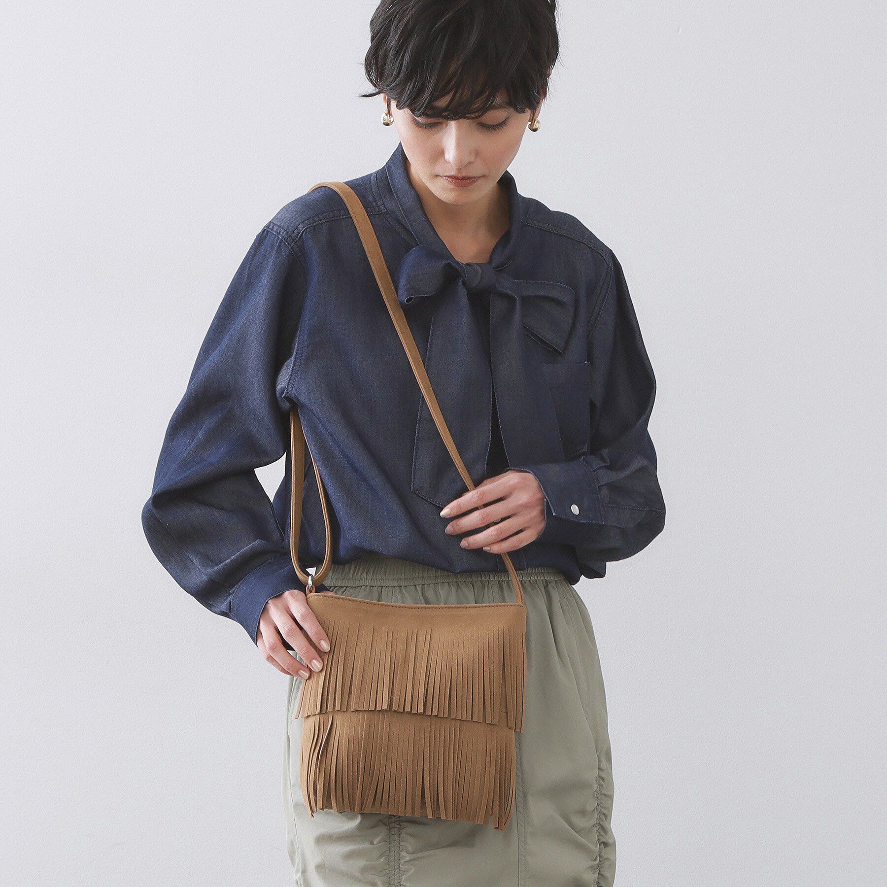 OPAQUE.CLIP「スクエアフリンジショルダーバッグ」|ショルダー・メッセンジャー|