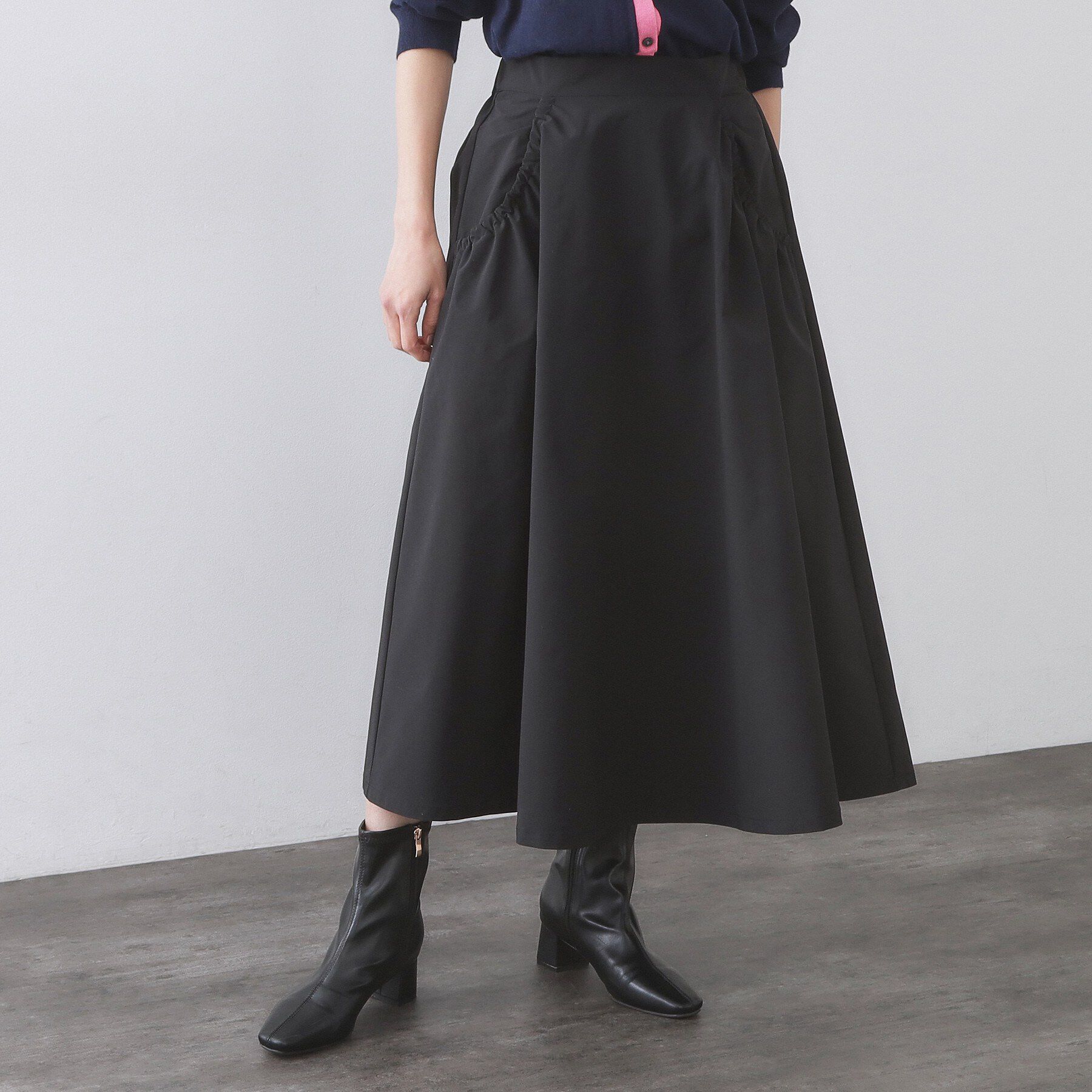 OPAQUE.CLIP「ポケットデザインフレアスカート【洗濯機OK】」|スカート|ブラック(019)