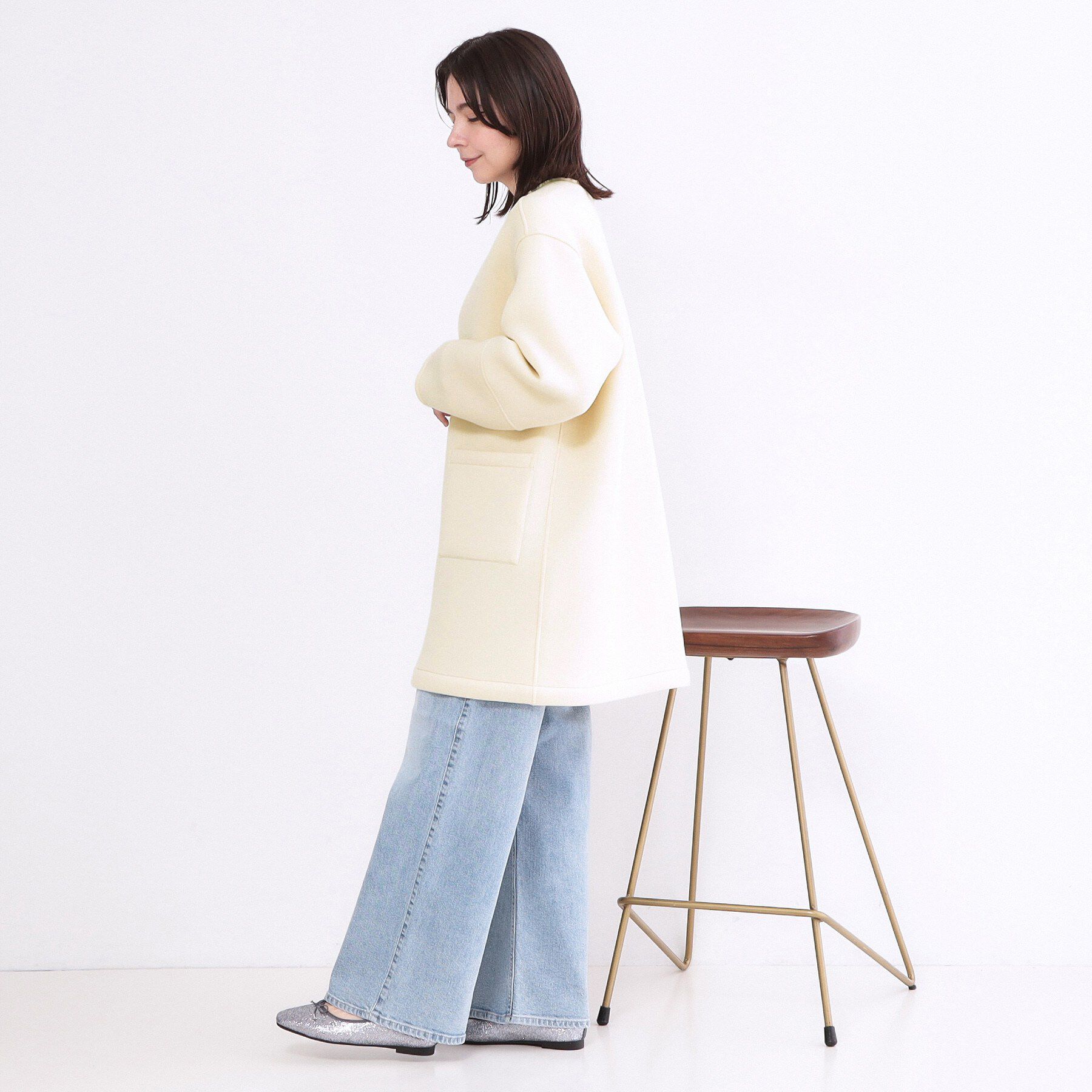 OPAQUE.CLIP「リバーシブル配色ノーカラーコート【洗濯機OK】」|ノーカラーコート|