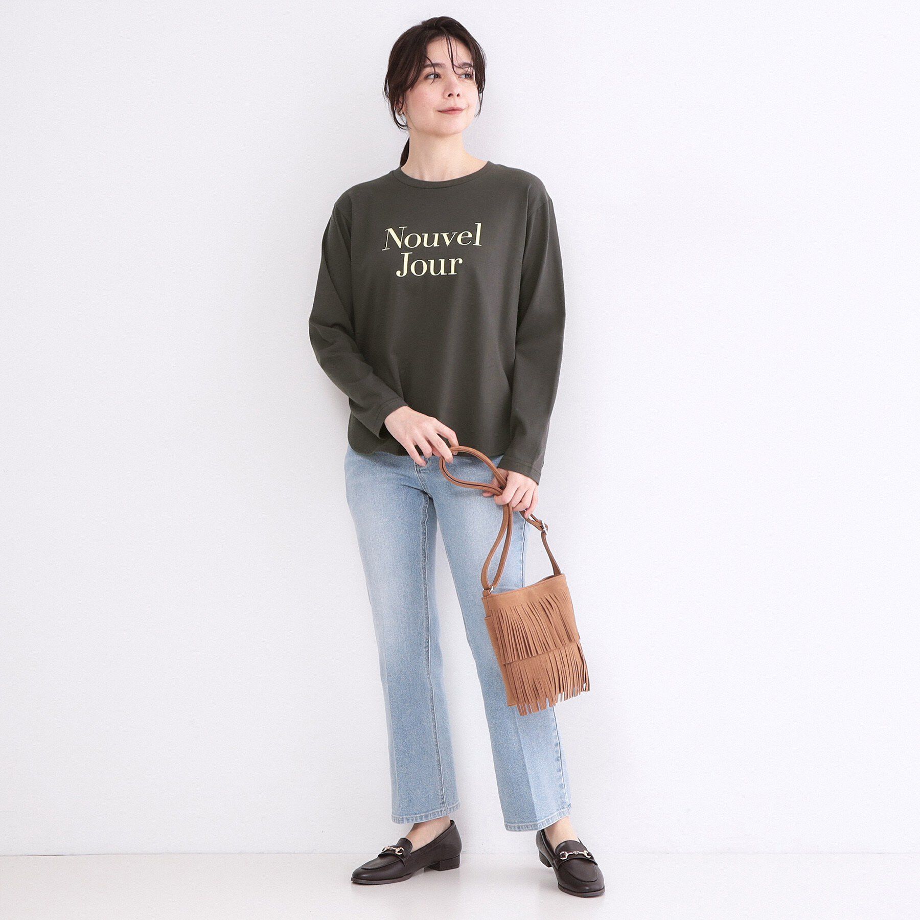 OPAQUE.CLIP「ロゴプリントロングTシャツ【洗濯機OK】」|Tシャツ・カットソー|