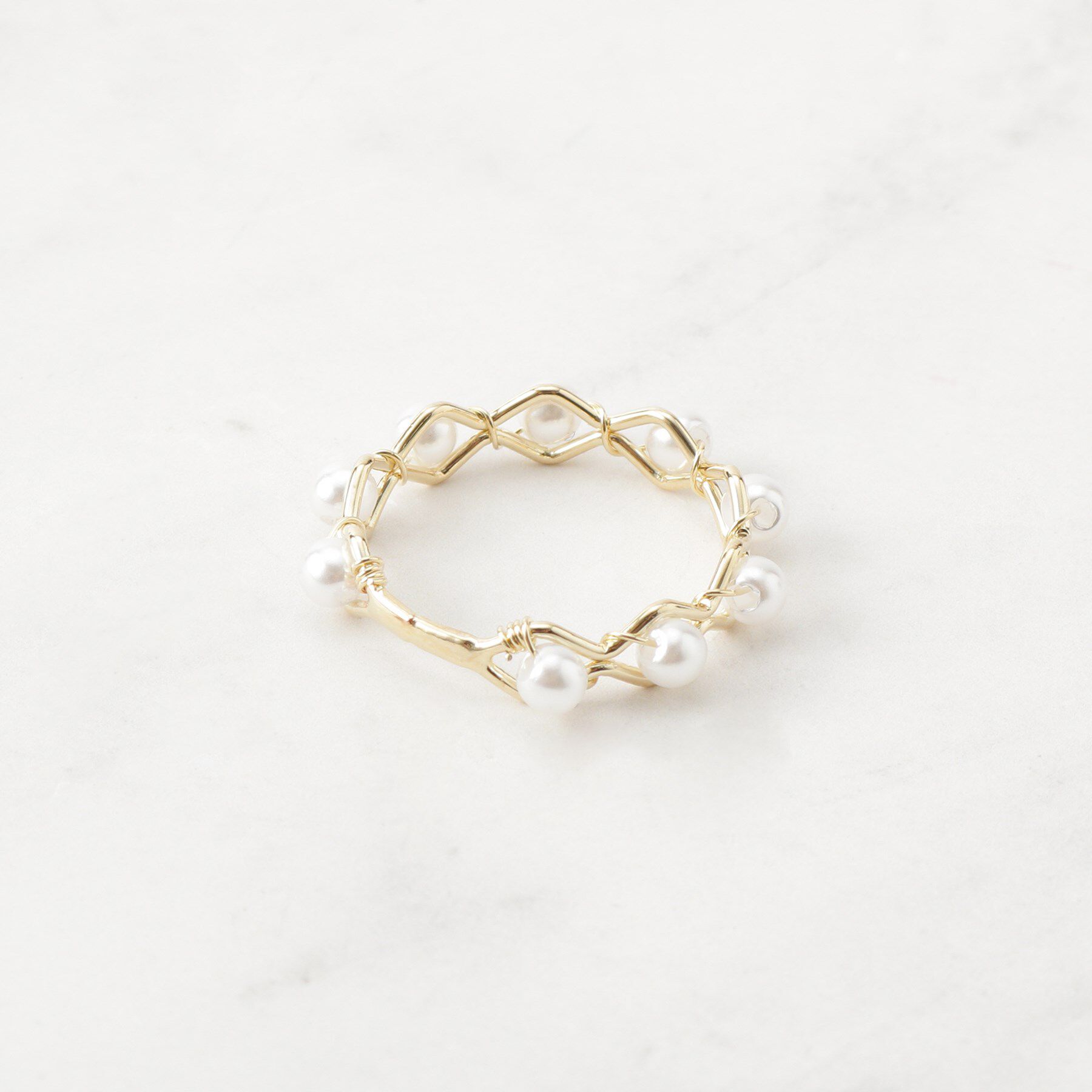 Couture broach「プチパール調ゴールドリング」|リング|