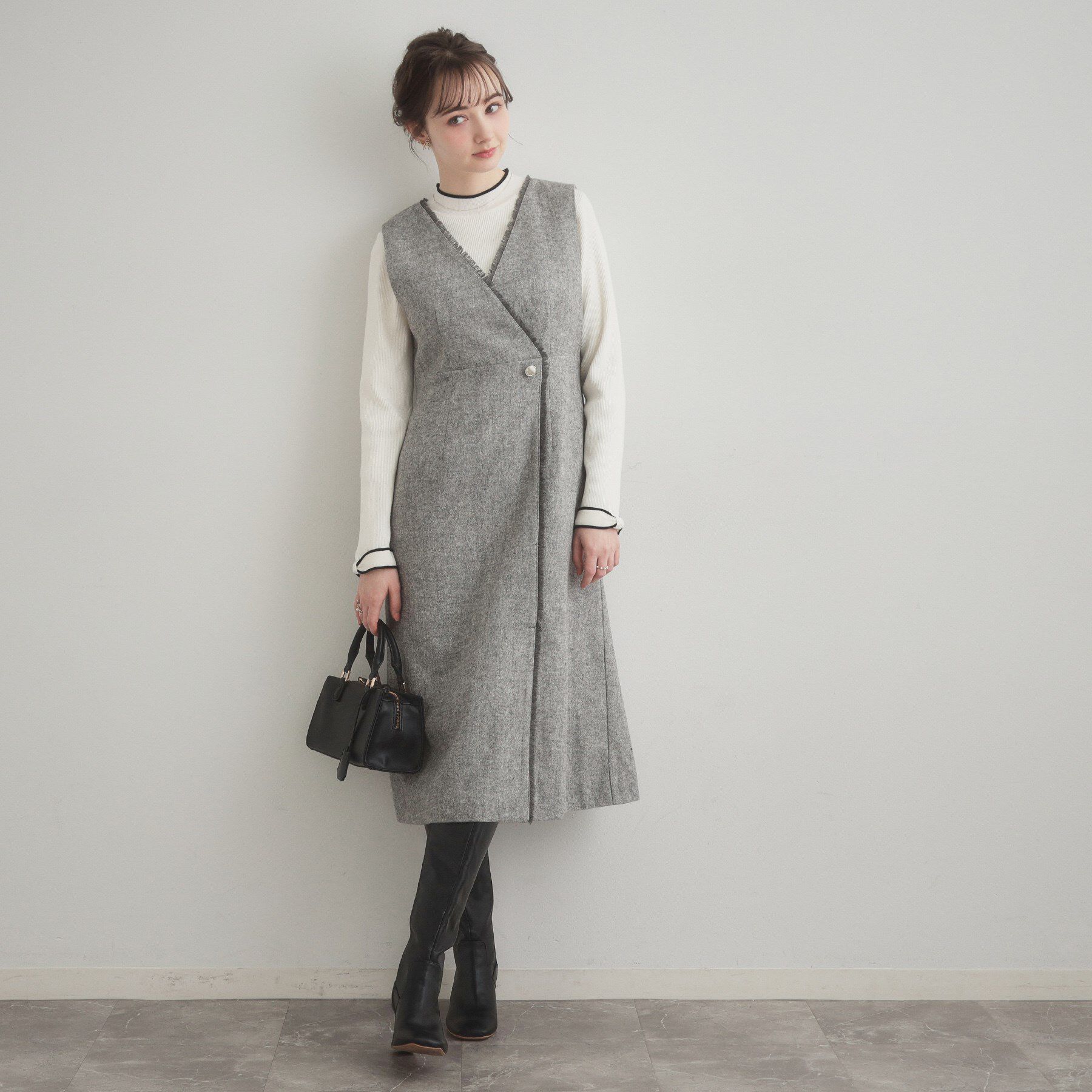 Couture broach「【ハレの日・通勤】フリンジツイードジャンスカ」|ジャンパースカート|