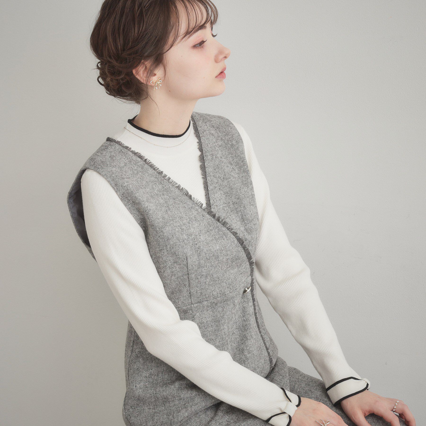 Couture broach「【ハレの日・通勤】フリンジツイードジャンスカ」|ジャンパースカート|