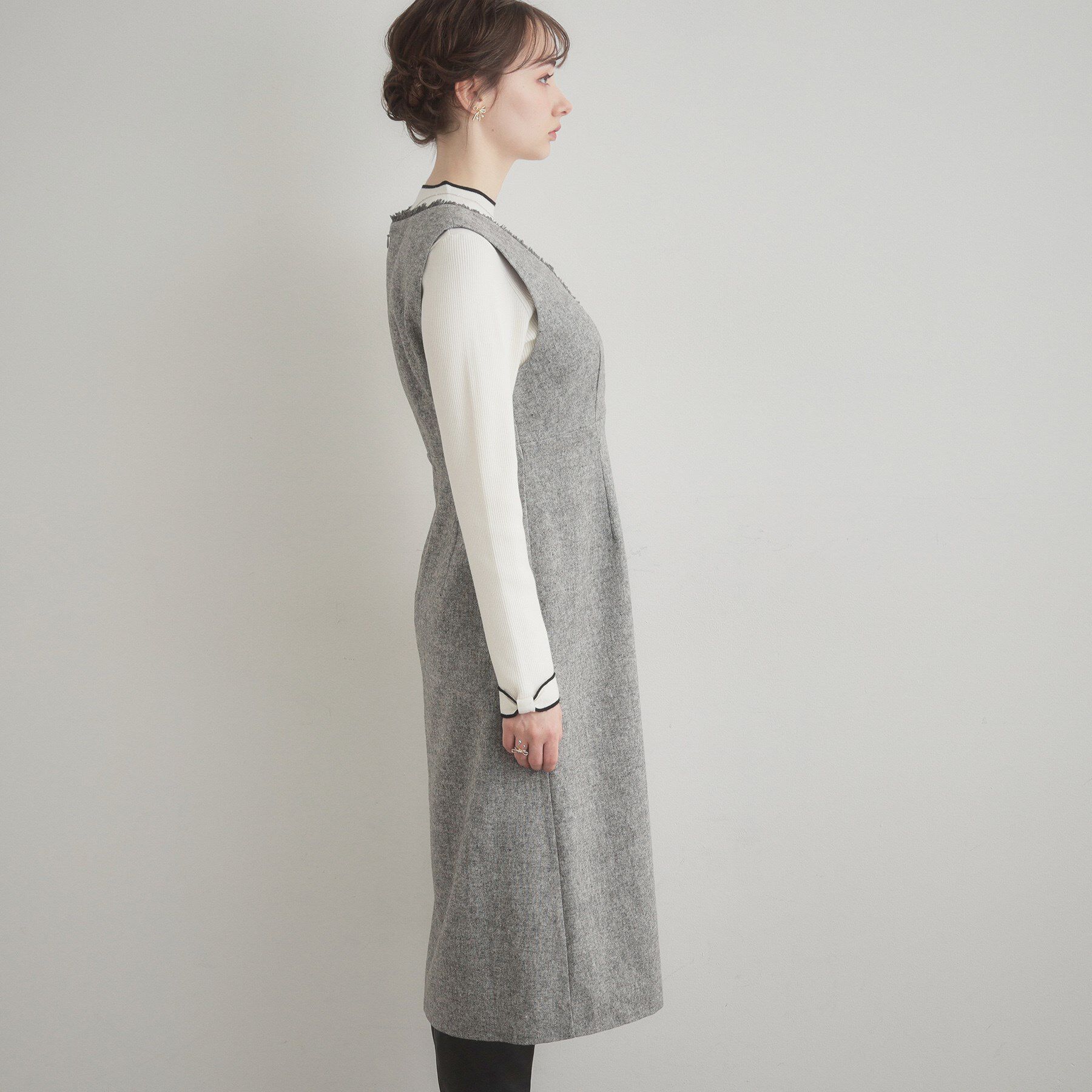 Couture broach「【ハレの日・通勤】フリンジツイードジャンスカ」|ジャンパースカート|