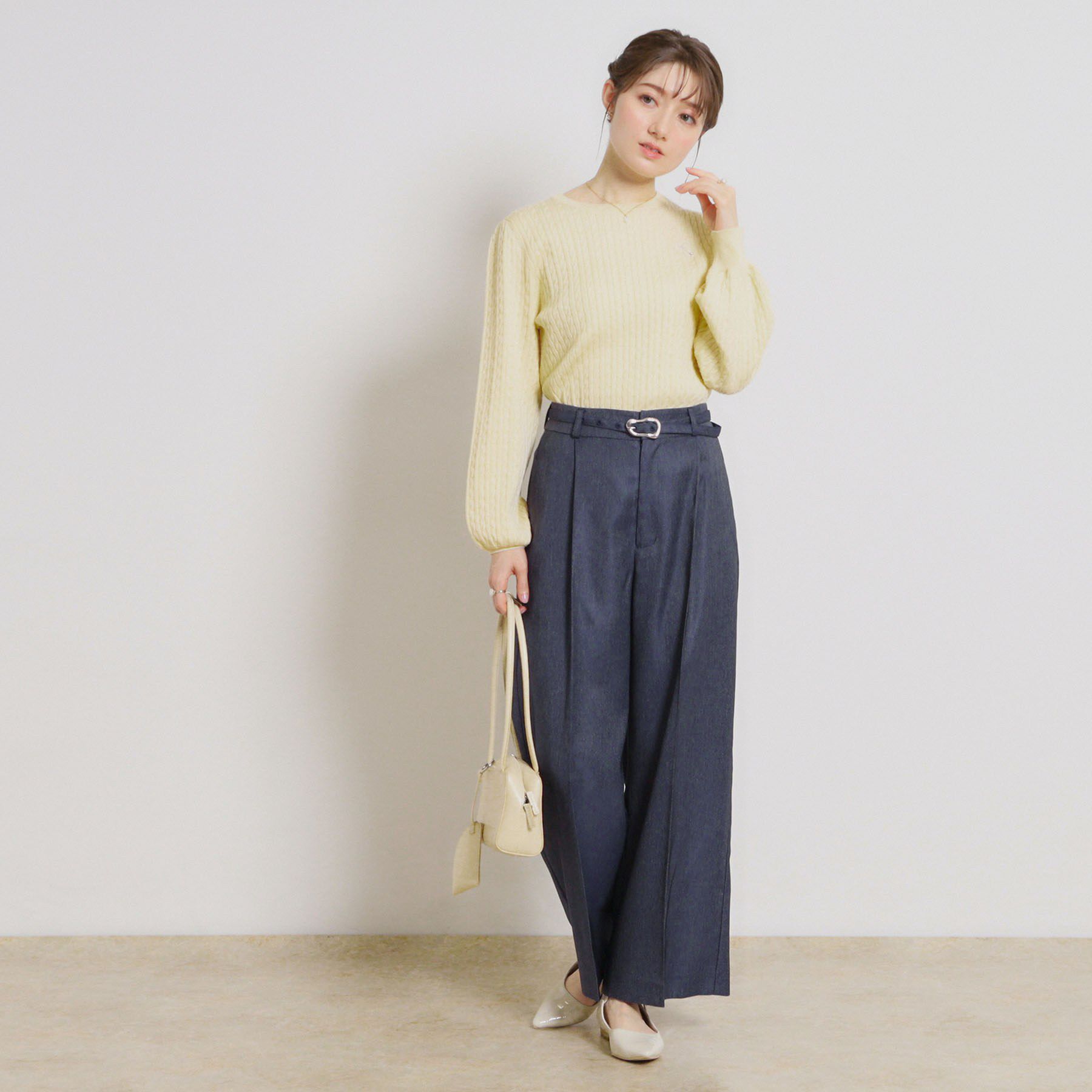 Couture broach「【洗える・S-LL】デニムライク ベルト付きパンツ」|その他|