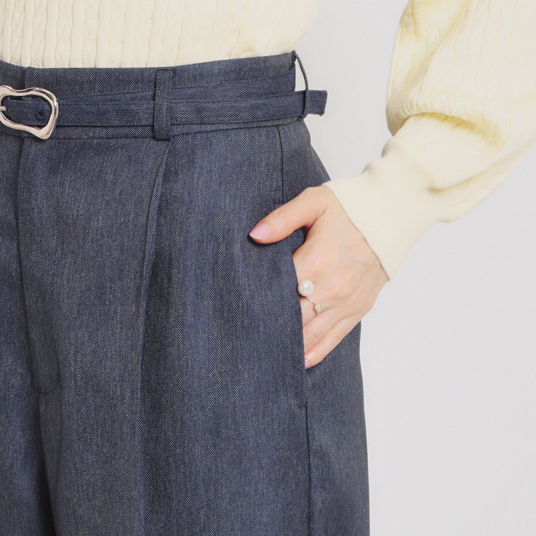 Couture broach「【洗える・S-LL】デニムライク ベルト付きパンツ」|その他|