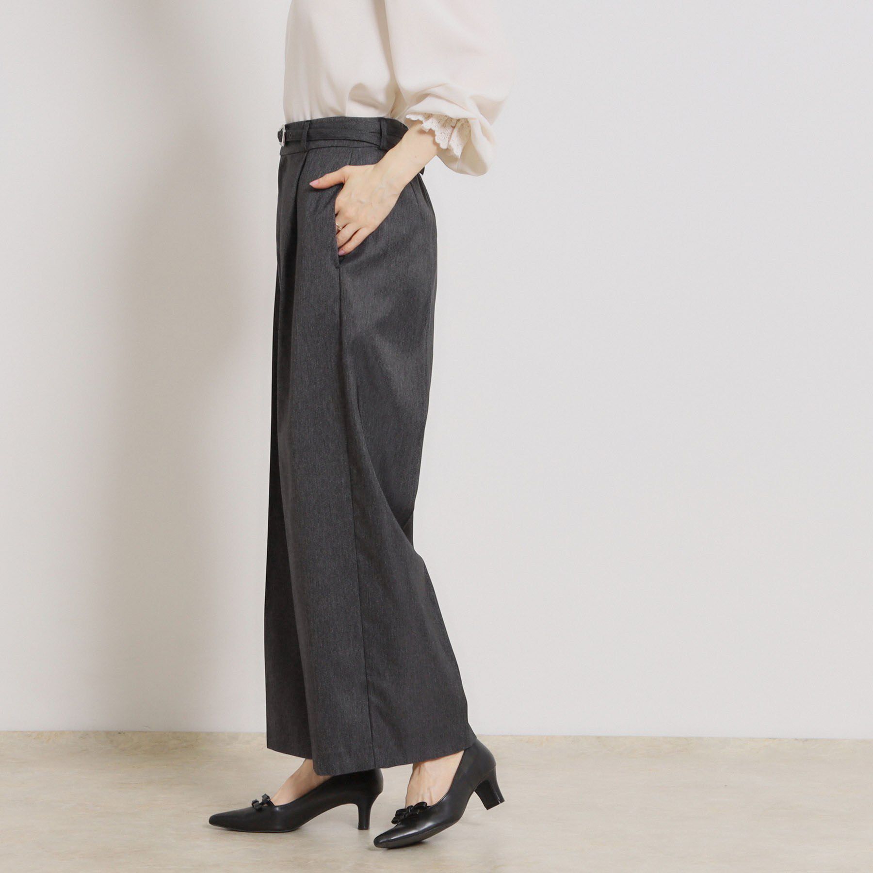 Couture broach「【洗える・S-LL】デニムライク ベルト付きパンツ」|その他|