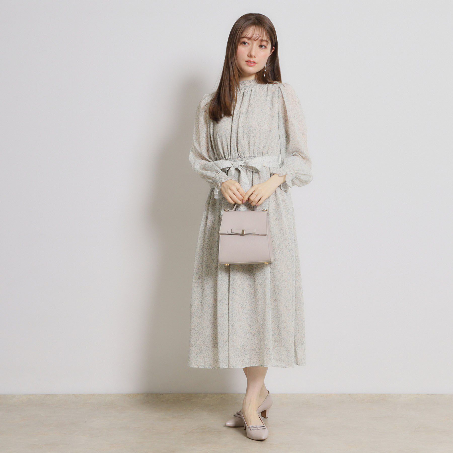 Couture broach「【洗える・着映え】楊柳小花シャーリングワンピース」|ワンピース|