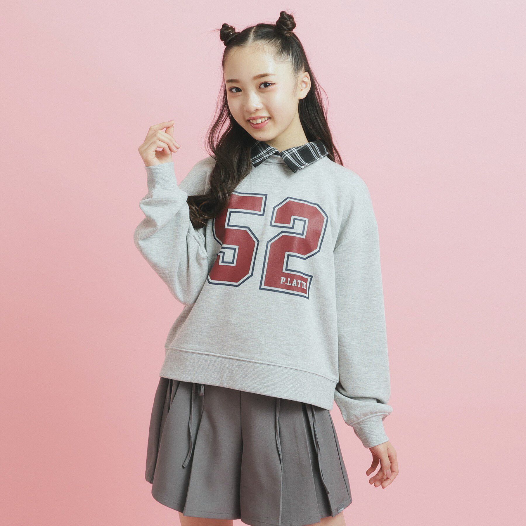 PINK-latte「衿付きナンバリングスウェット」|その他|ﾗｲﾄｸﾞﾚｰ(011)