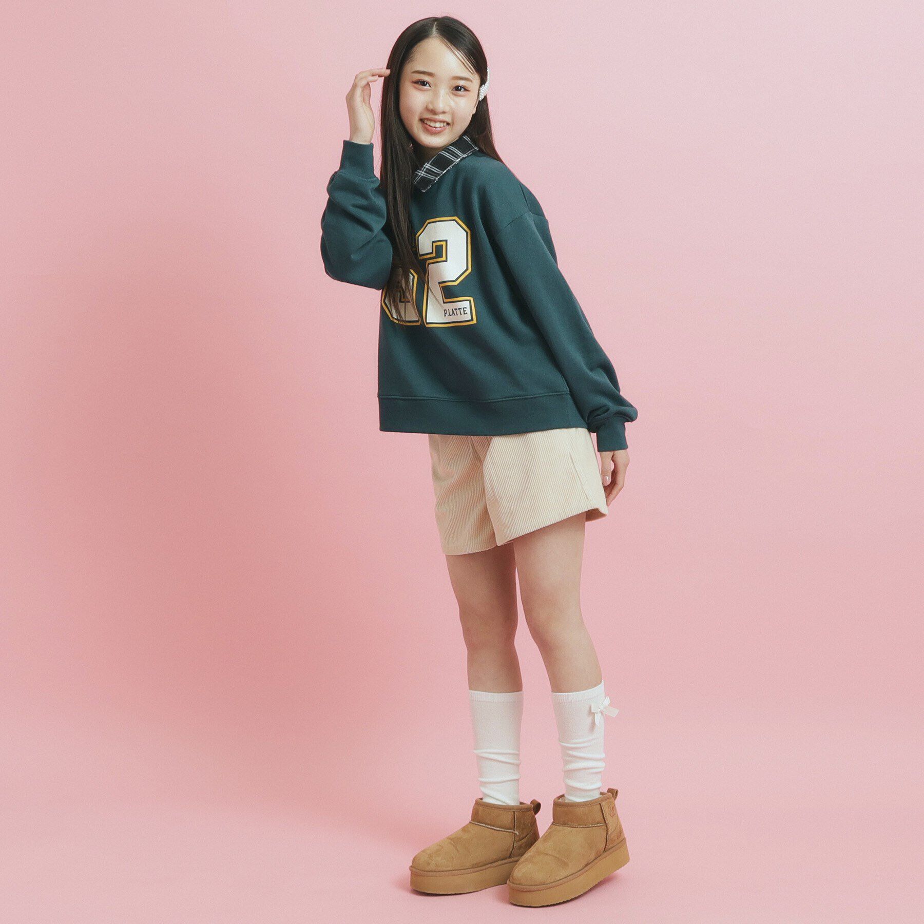 PINK-latte「衿付きナンバリングスウェット」|その他|