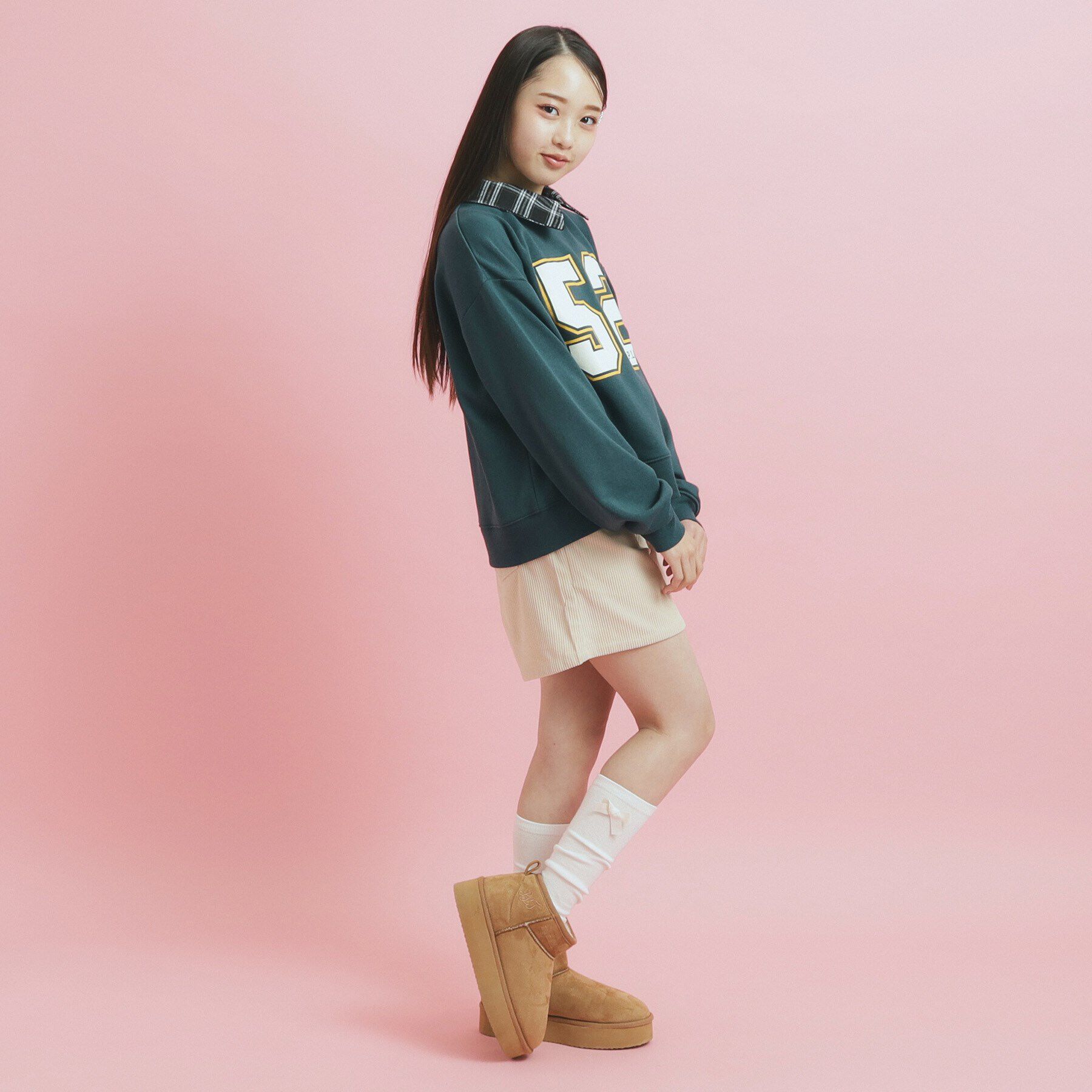 PINK-latte「衿付きナンバリングスウェット」|その他|