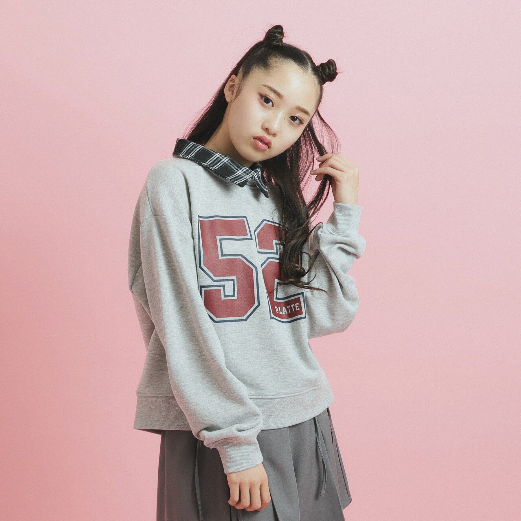 PINK-latte「衿付きナンバリングスウェット」|その他|