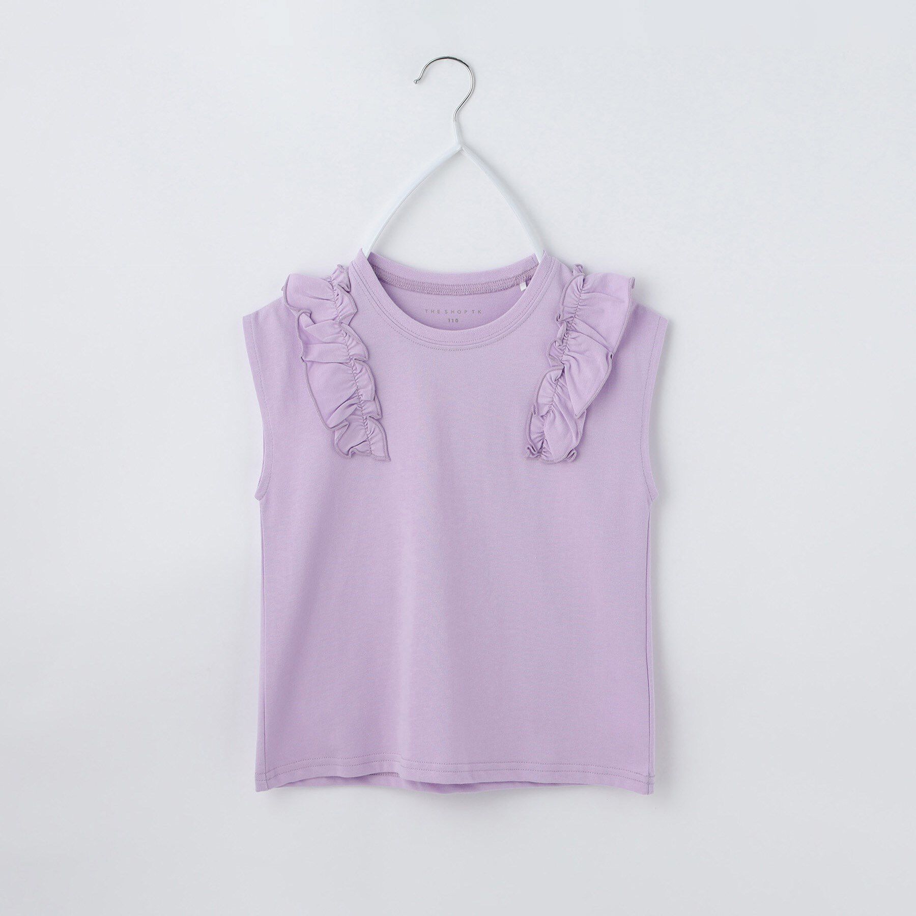 THE SHOP TK「【110ー160】コットン肩フリルTシャツ」|Tシャツ・カットソー|ラベンダー(080)