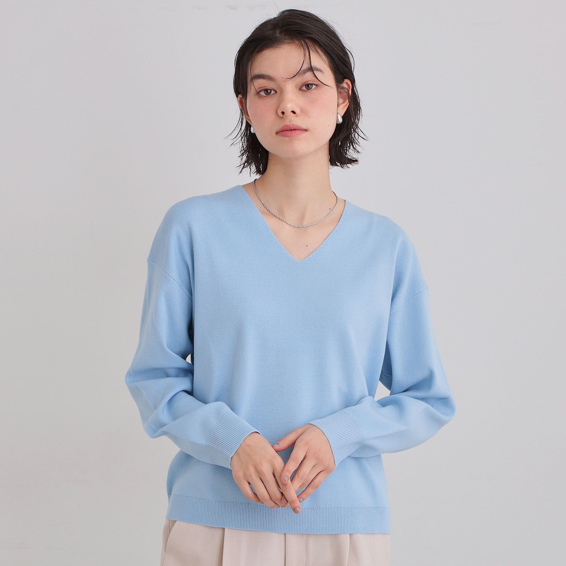 THE SHOP TK「【上品見えが叶う】Vネックニット/蓄熱/洗濯機OK」|ニット・セーター|