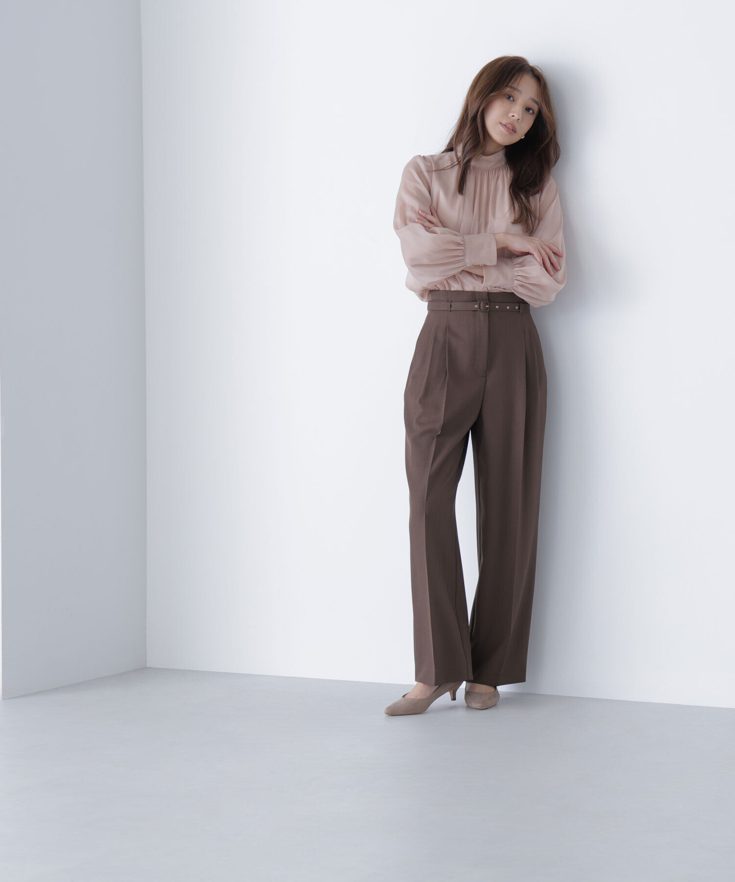  「ハイネックボリュームシアーブラウス」|シャツ・ブラウス|