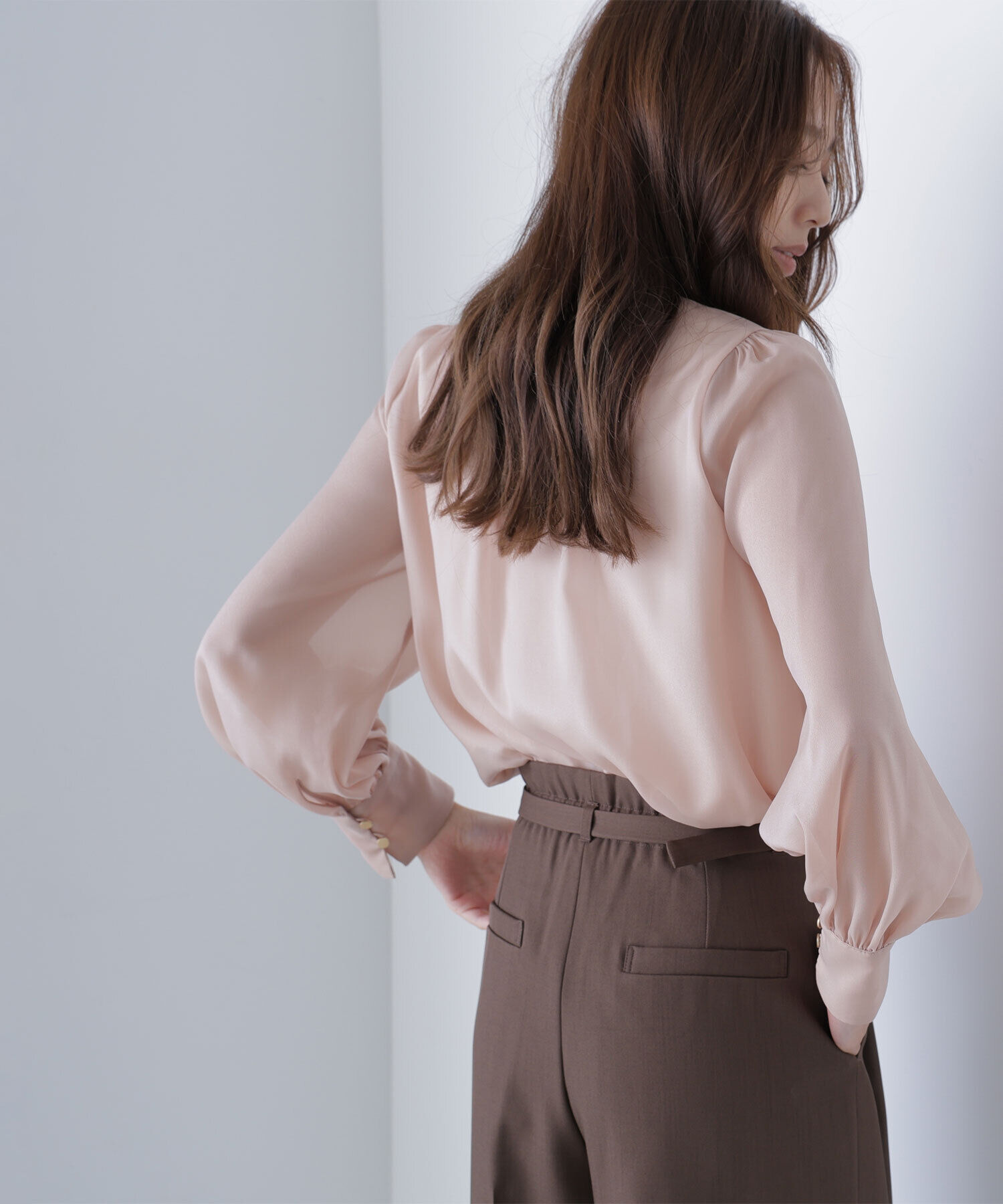  「ハイネックボリュームシアーブラウス」|シャツ・ブラウス|
