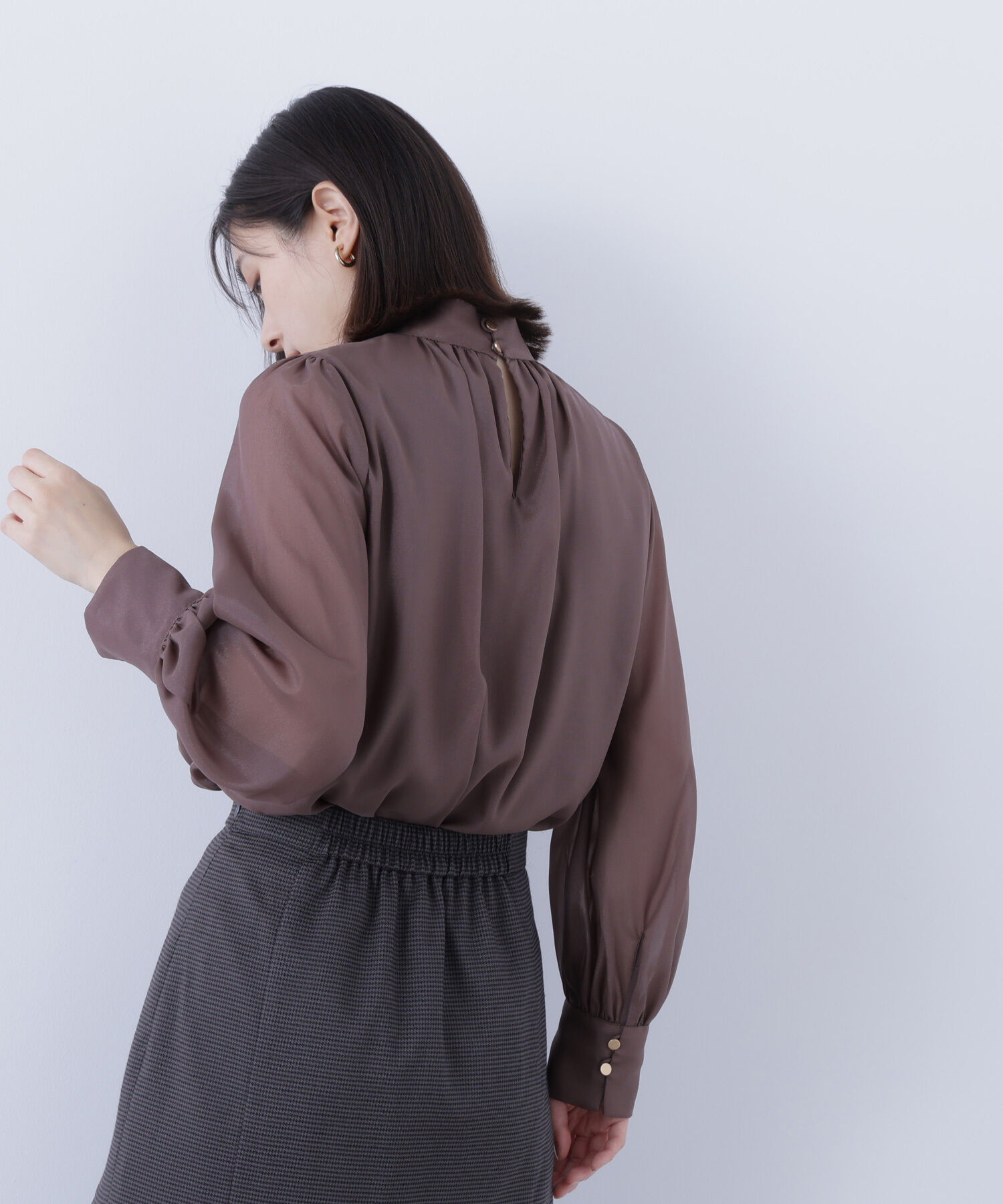  「ハイネックボリュームシアーブラウス」|シャツ・ブラウス|