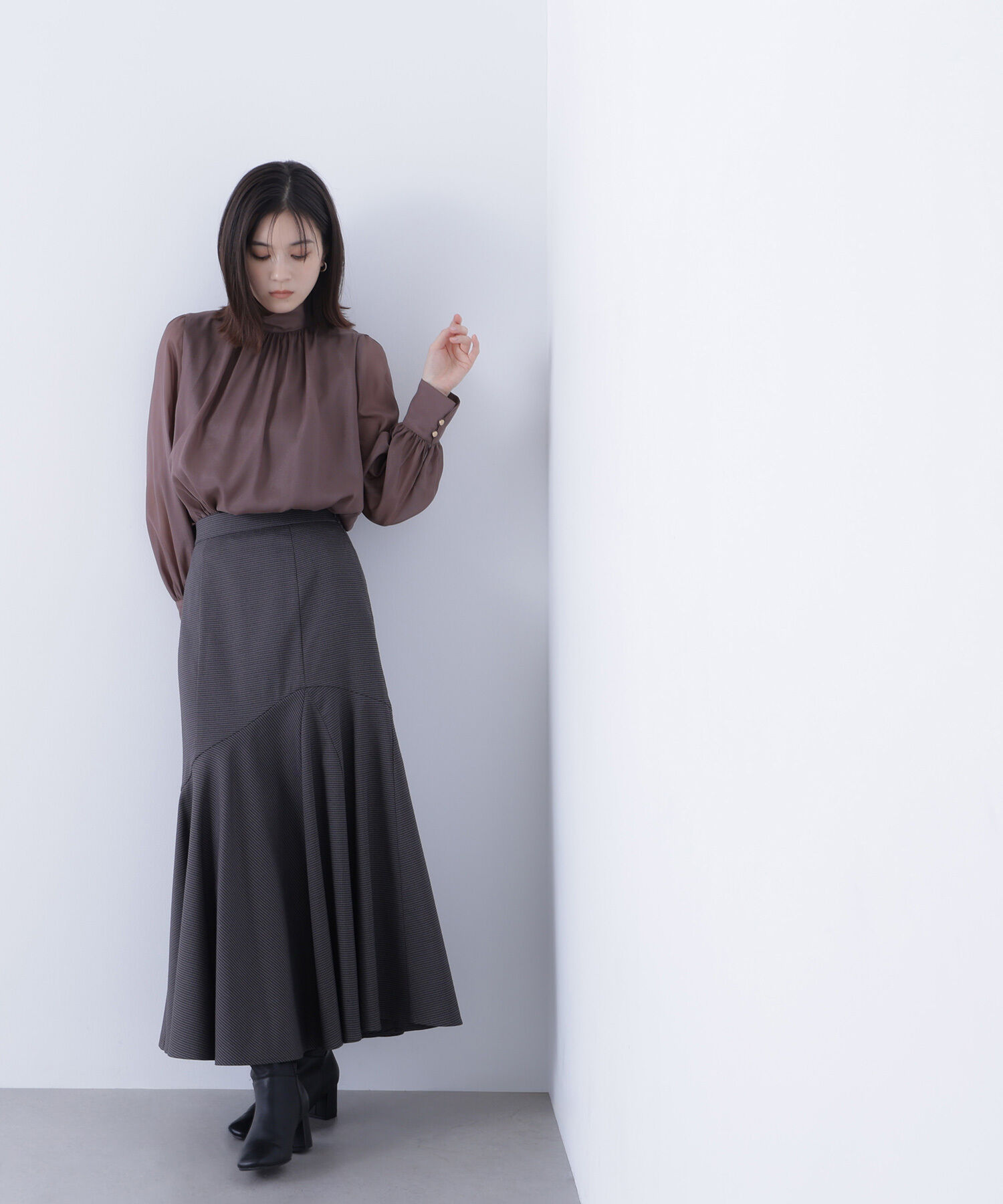  「ハイネックボリュームシアーブラウス」|シャツ・ブラウス|