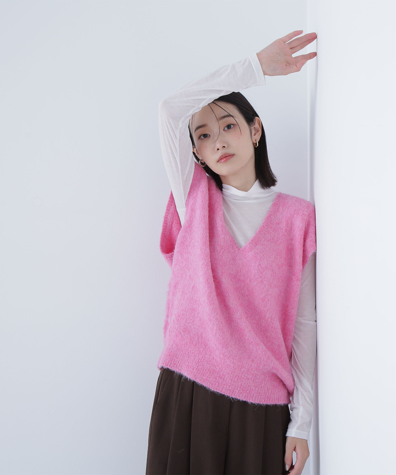  「ヘアリーVネックベスト」|ニット・セーター|