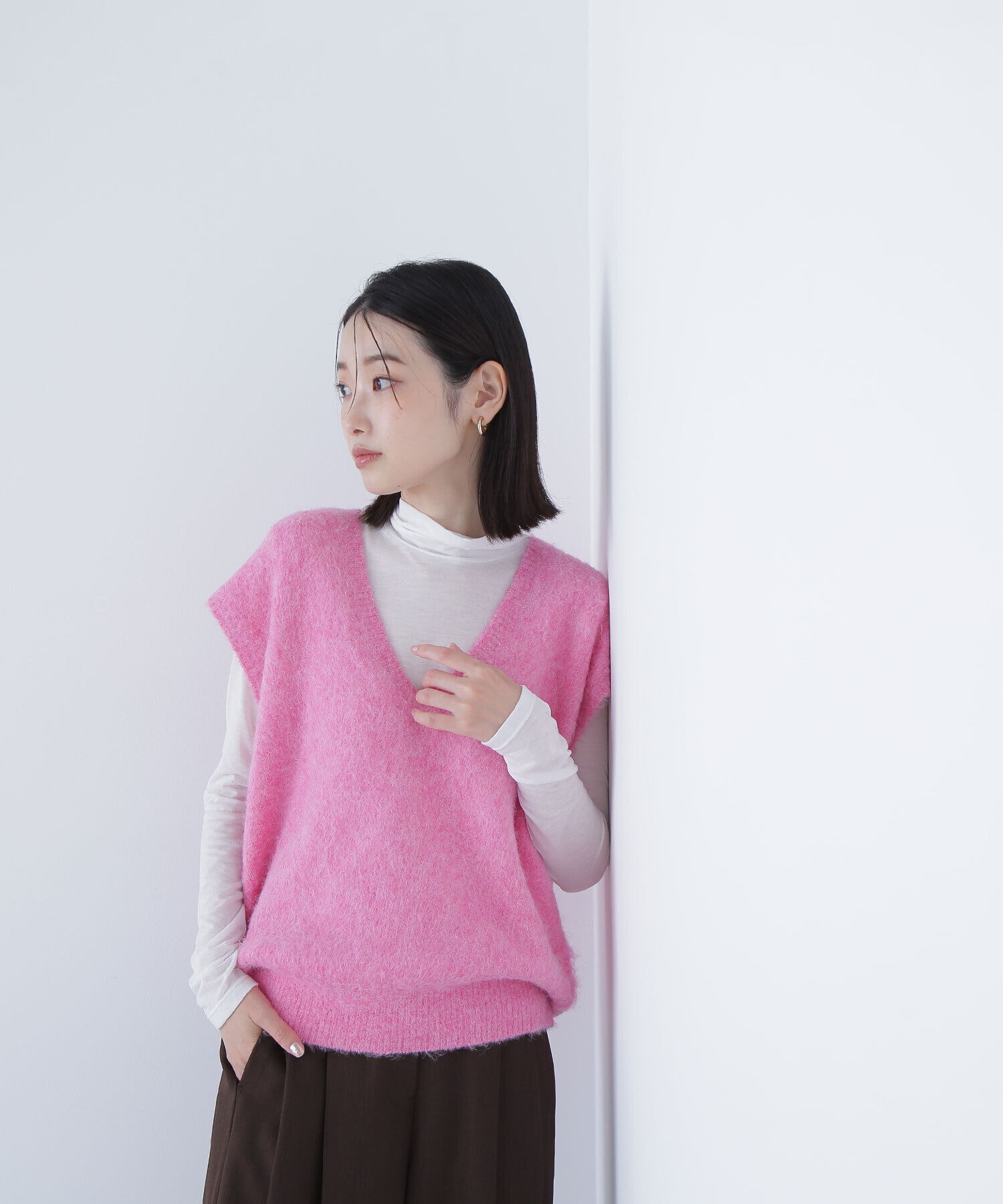  「ヘアリーVネックベスト」|ニット・セーター|
