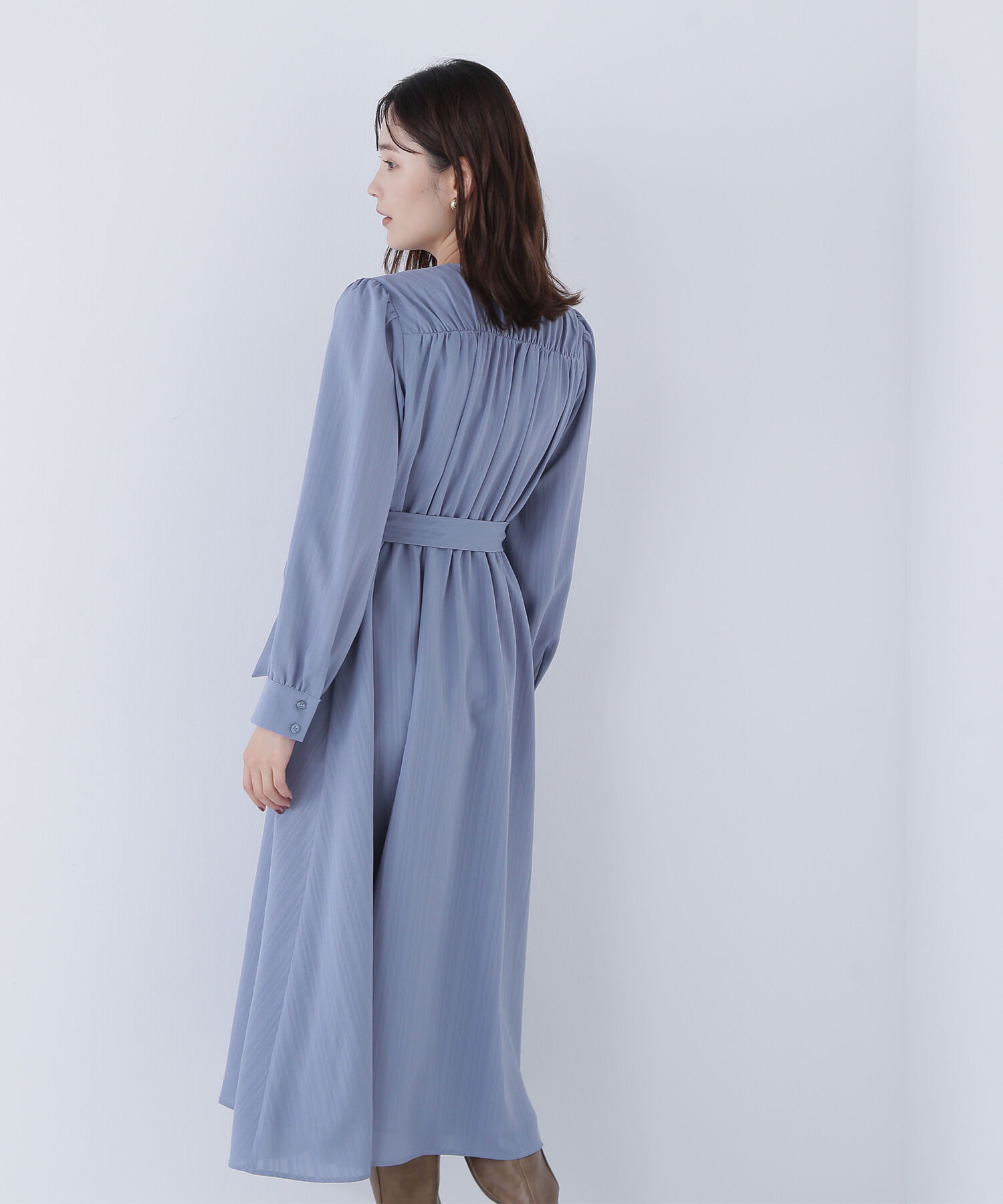  「ベルテッドシャドーストライプワンピース」|ワンピース|