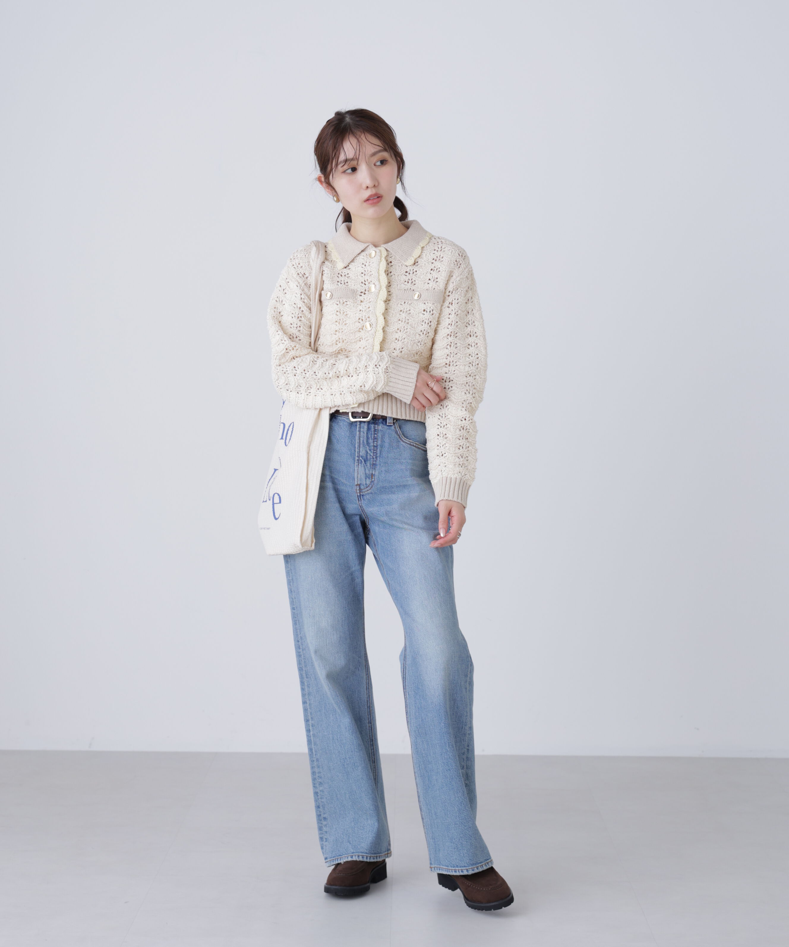  「ミニブークレツィードライク配色ニットカーディガン」|ニット・セーター|