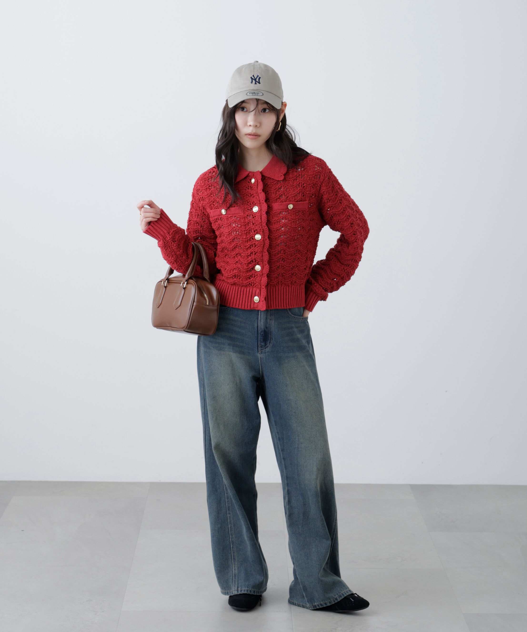  「ミニブークレツィードライク配色ニットカーディガン」|ニット・セーター|