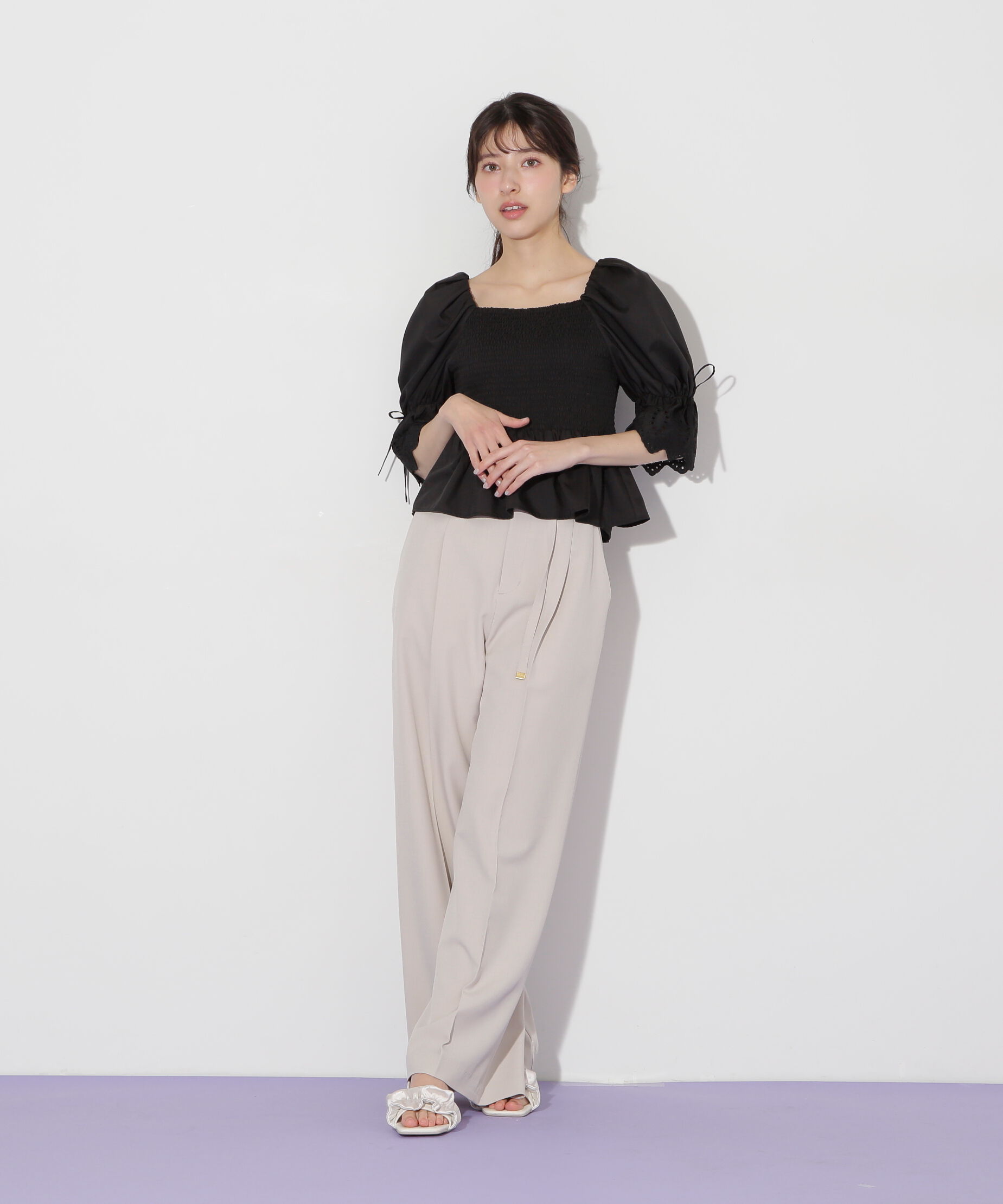  「エンブロイダリーパフブラウス」|シャツ・ブラウス|