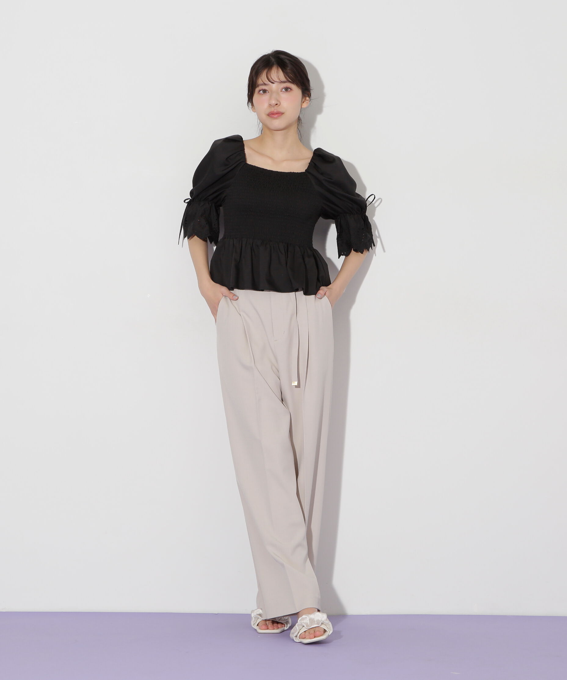  「エンブロイダリーパフブラウス」|シャツ・ブラウス|