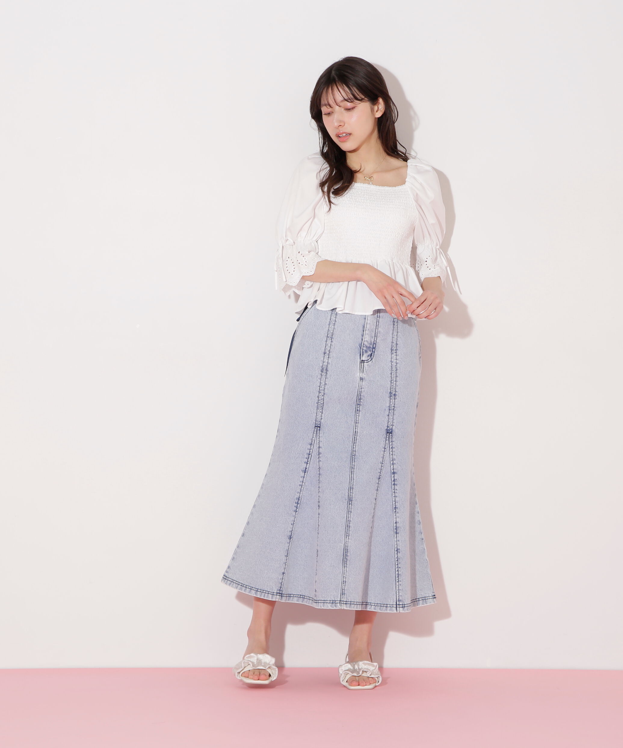  「エンブロイダリーパフブラウス」|シャツ・ブラウス|