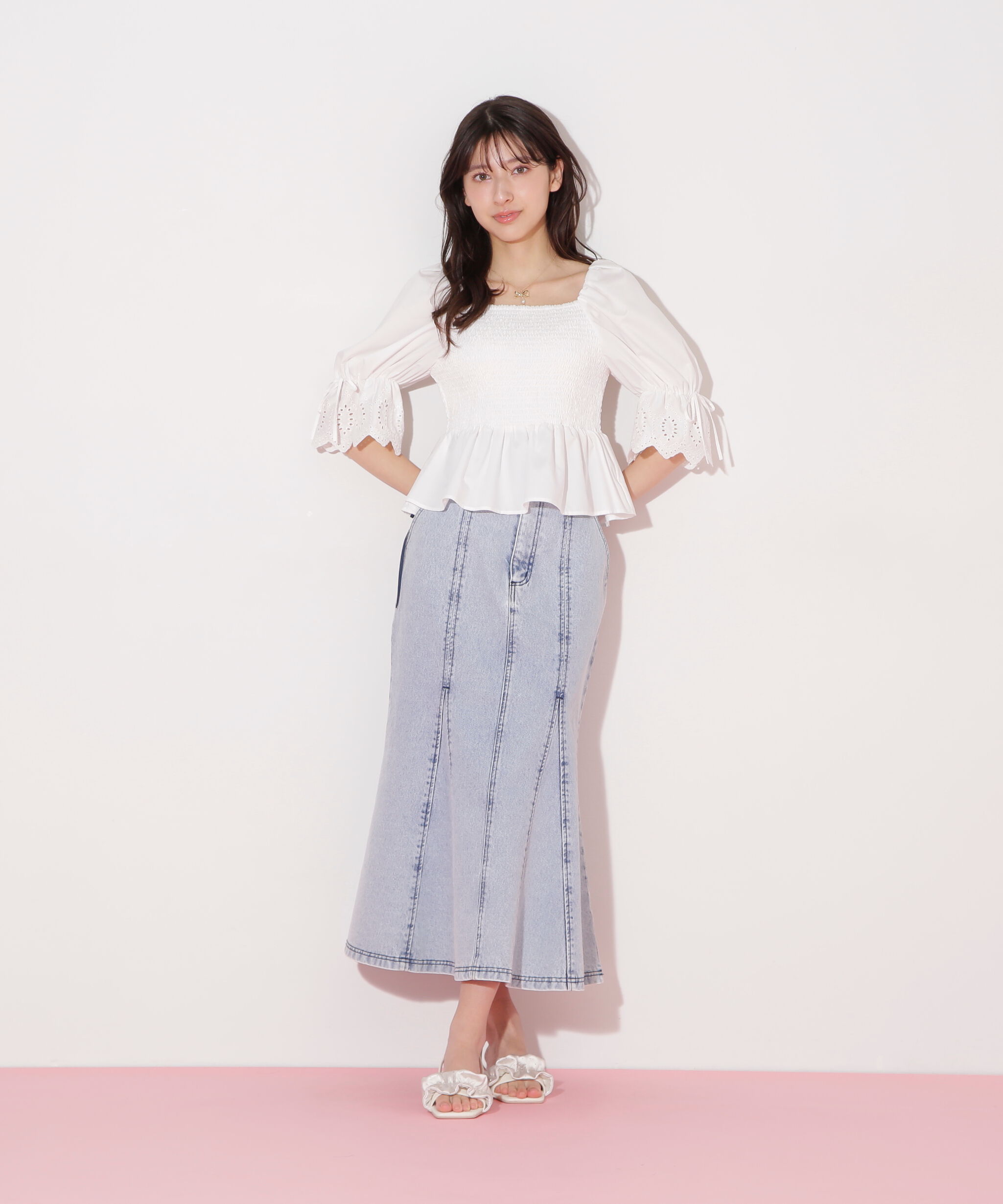  「エンブロイダリーパフブラウス」|シャツ・ブラウス|