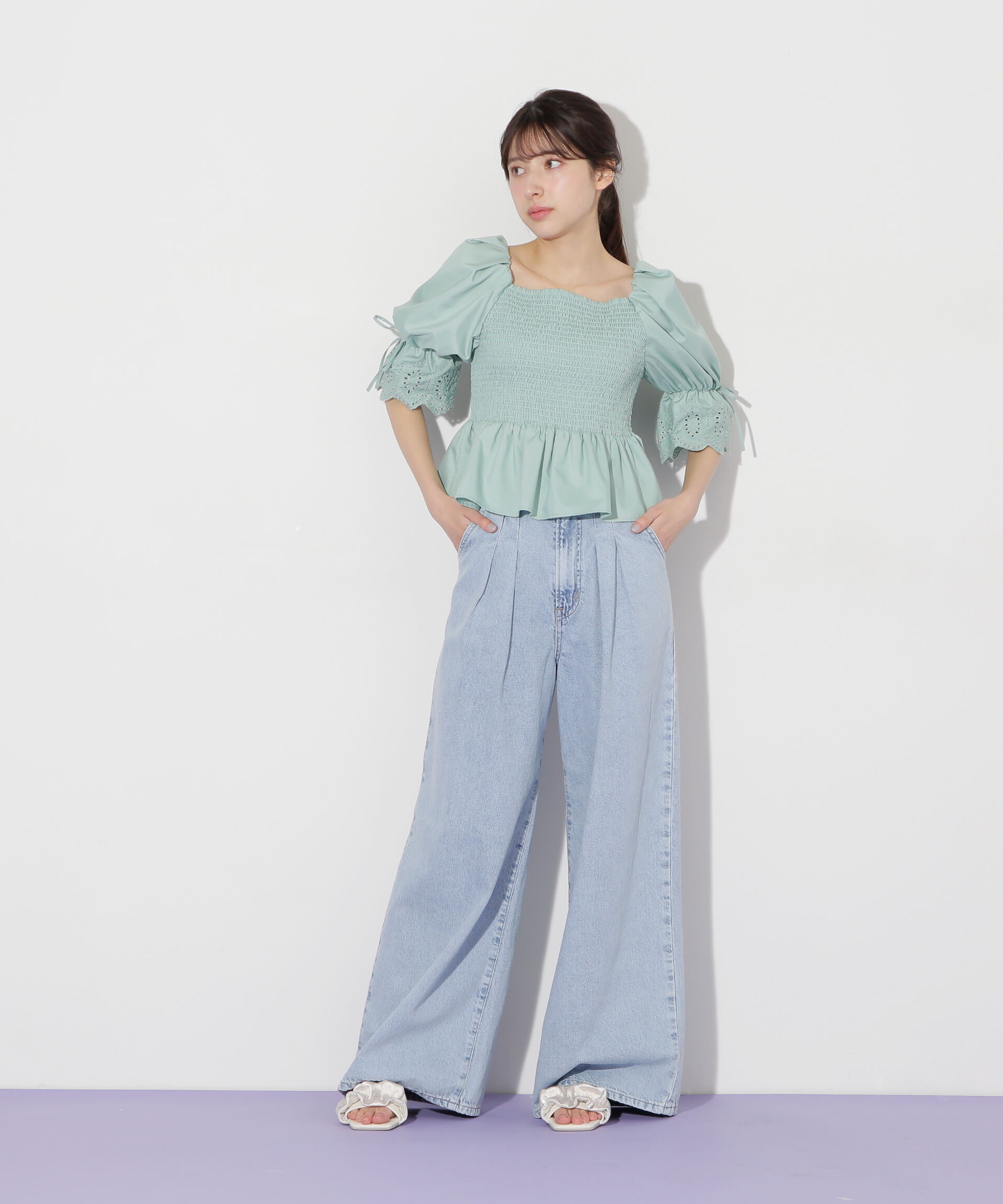  「エンブロイダリーパフブラウス」|シャツ・ブラウス|