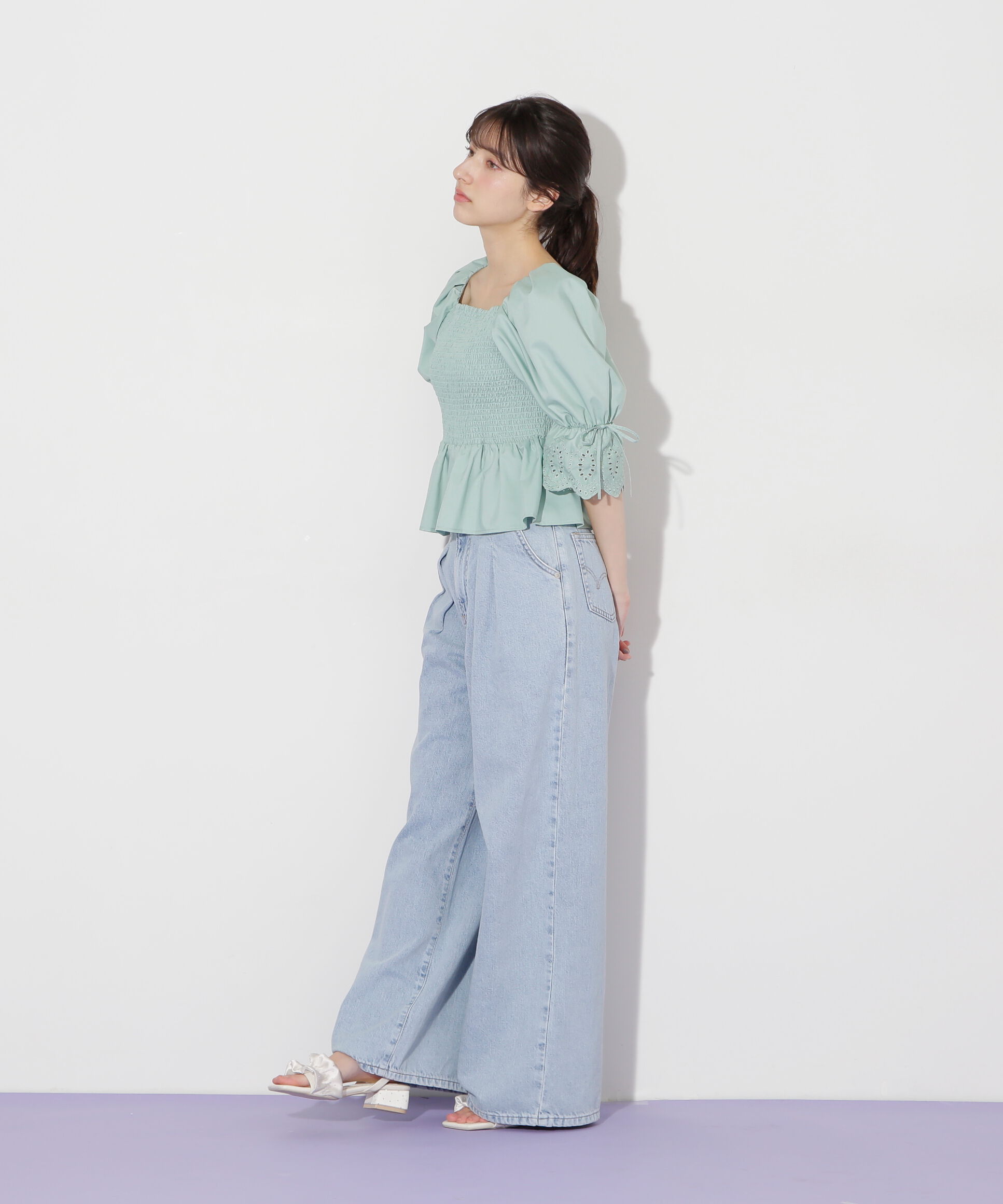  「エンブロイダリーパフブラウス」|シャツ・ブラウス|