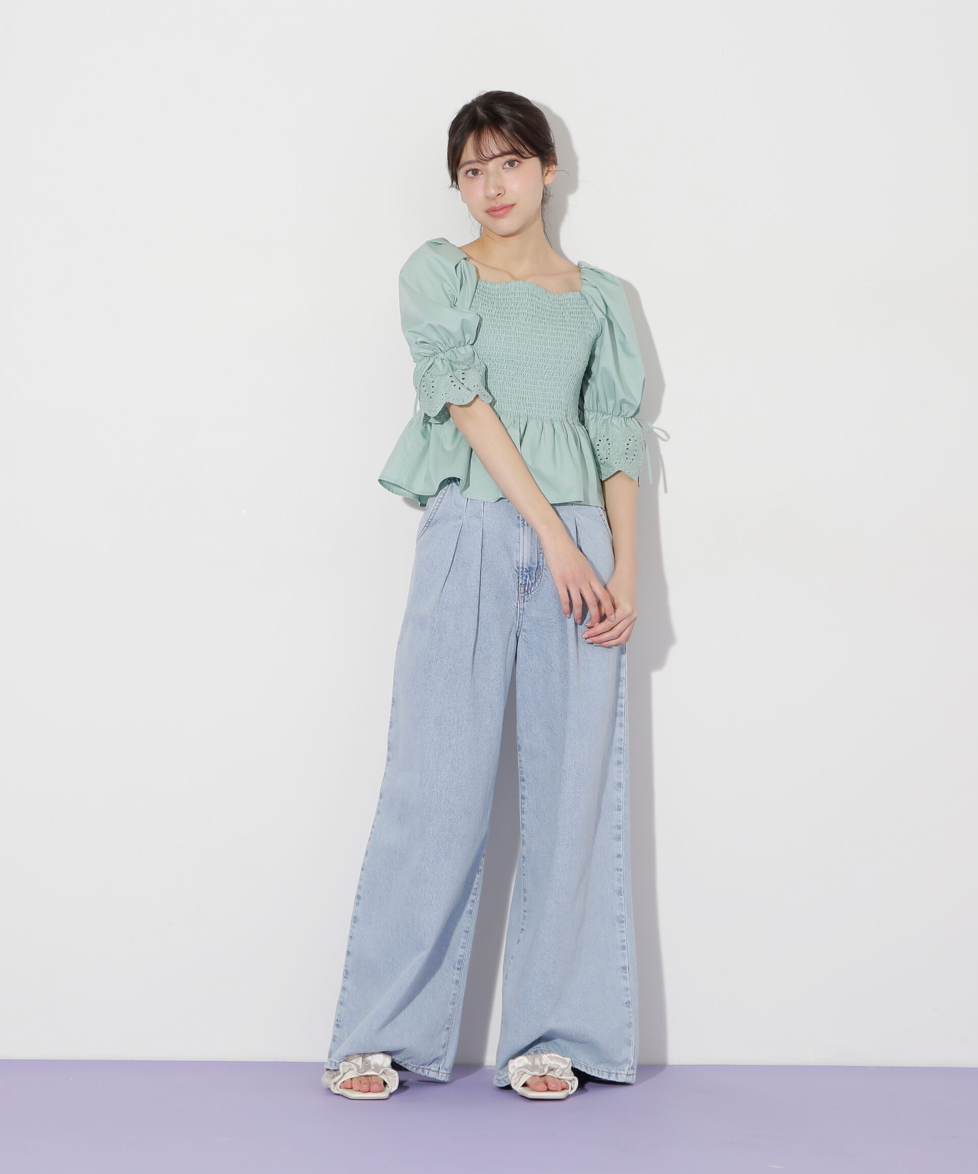  「エンブロイダリーパフブラウス」|シャツ・ブラウス|