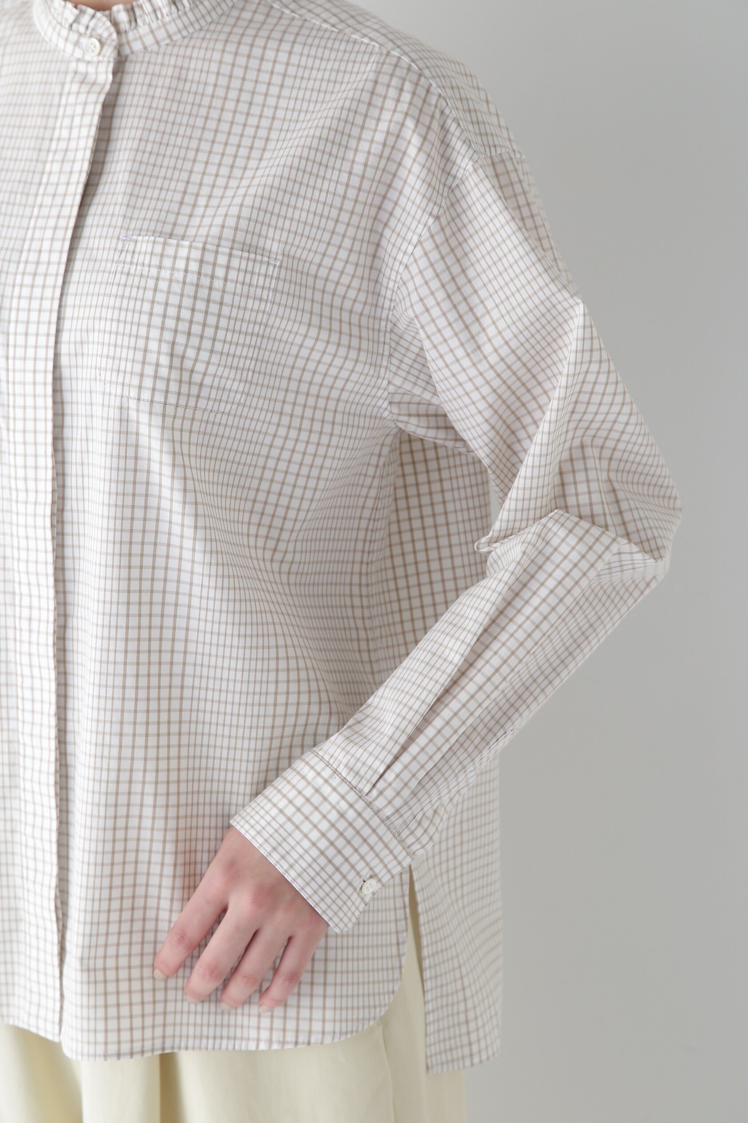  「◆スタンドフリルチェックブラウス」|シャツ・ブラウス|