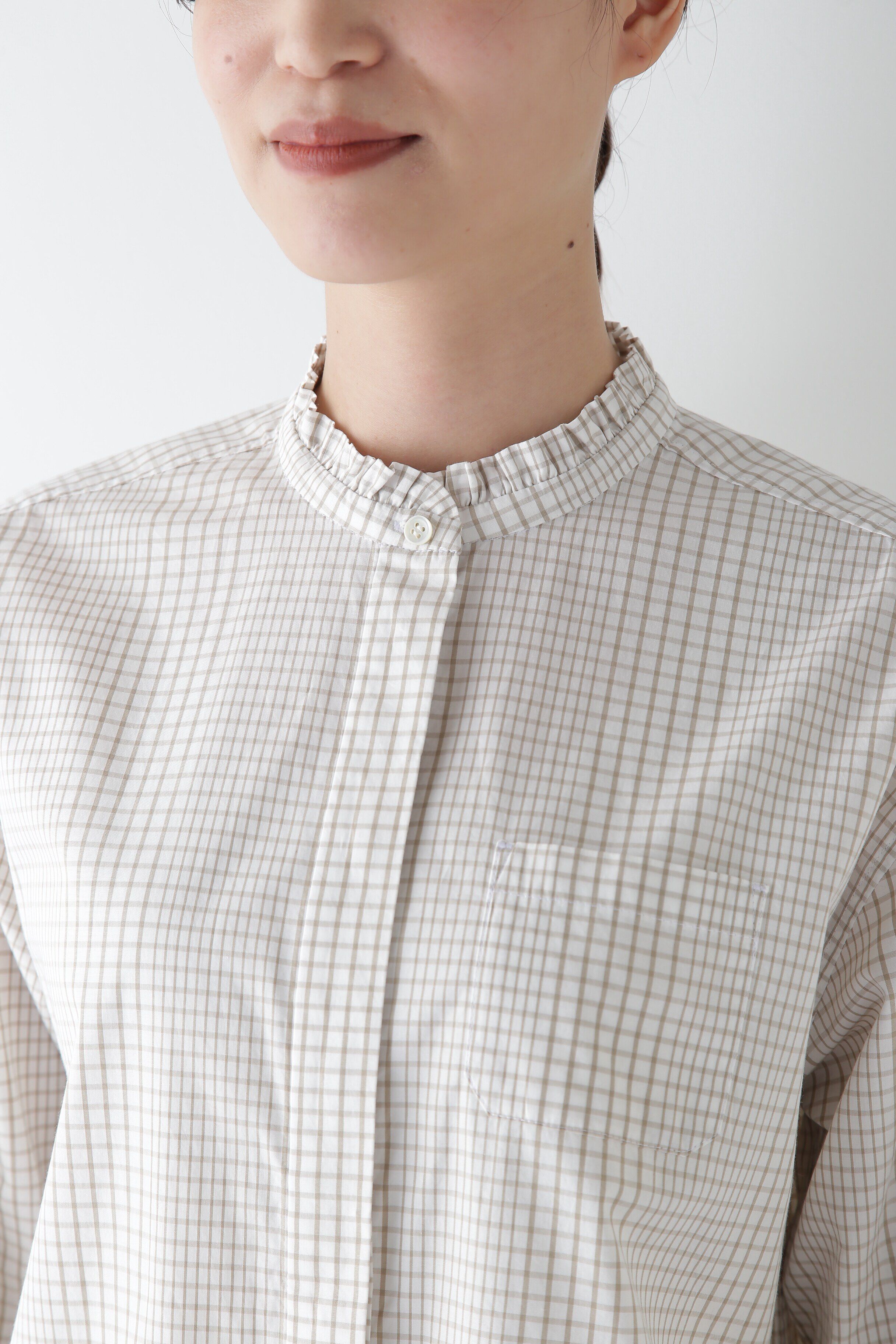  「◆スタンドフリルチェックブラウス」|シャツ・ブラウス|