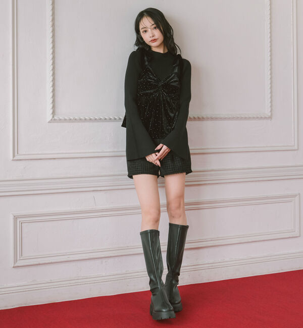 archives「ラインストーンベロアビスチェ&times;フレアリブニットＳＥＴ」|カーディガン|