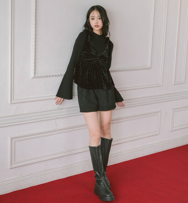 archives「ラインストーンベロアビスチェ&times;フレアリブニットＳＥＴ」|カーディガン|