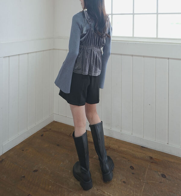 archives「ラインストーンベロアビスチェ&times;フレアリブニットＳＥＴ」|カーディガン|