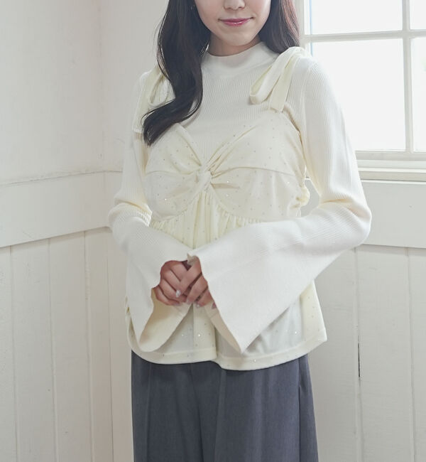 archives「ラインストーンベロアビスチェ&times;フレアリブニットＳＥＴ」|カーディガン|