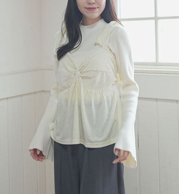 archives「ラインストーンベロアビスチェ&times;フレアリブニットＳＥＴ」|カーディガン|