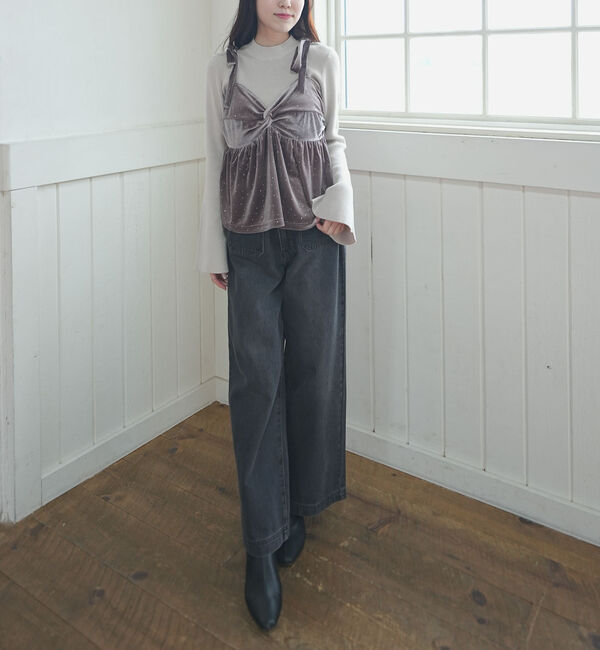 archives「ラインストーンベロアビスチェ&times;フレアリブニットＳＥＴ」|カーディガン|