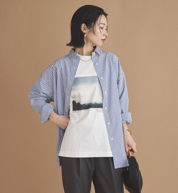 Doux archives「ストライプベーシックオーバーシャツ」|シャツ・ブラウス|