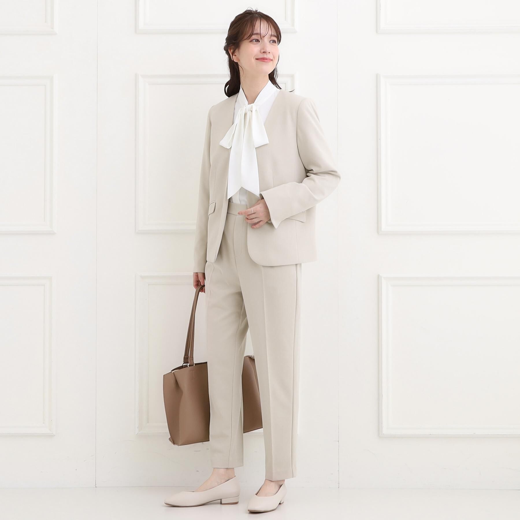 SHOO･LA･RUE「【洗濯機可/S-3L/イージーケア】きちんと楽に。カットジョーゼットテーパードパンツ」|その他|