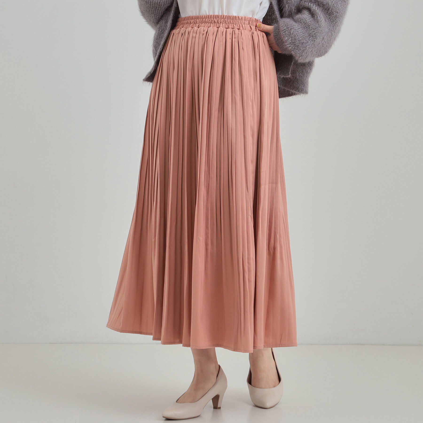 SHOO･LA･RUE「【着丈選べる/あったか】裏に秘密 プリーツスカート」|スカート|ピンク(072)