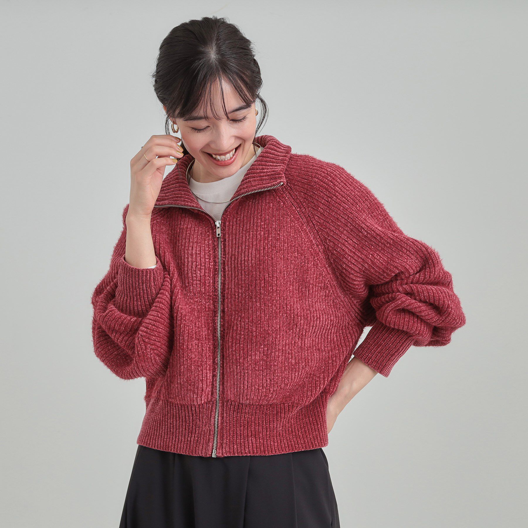 SHOO･LA･RUE「大人カジュアルスタイルに フェザーストライプモールブルゾン」|ブルゾン・スタジャン|